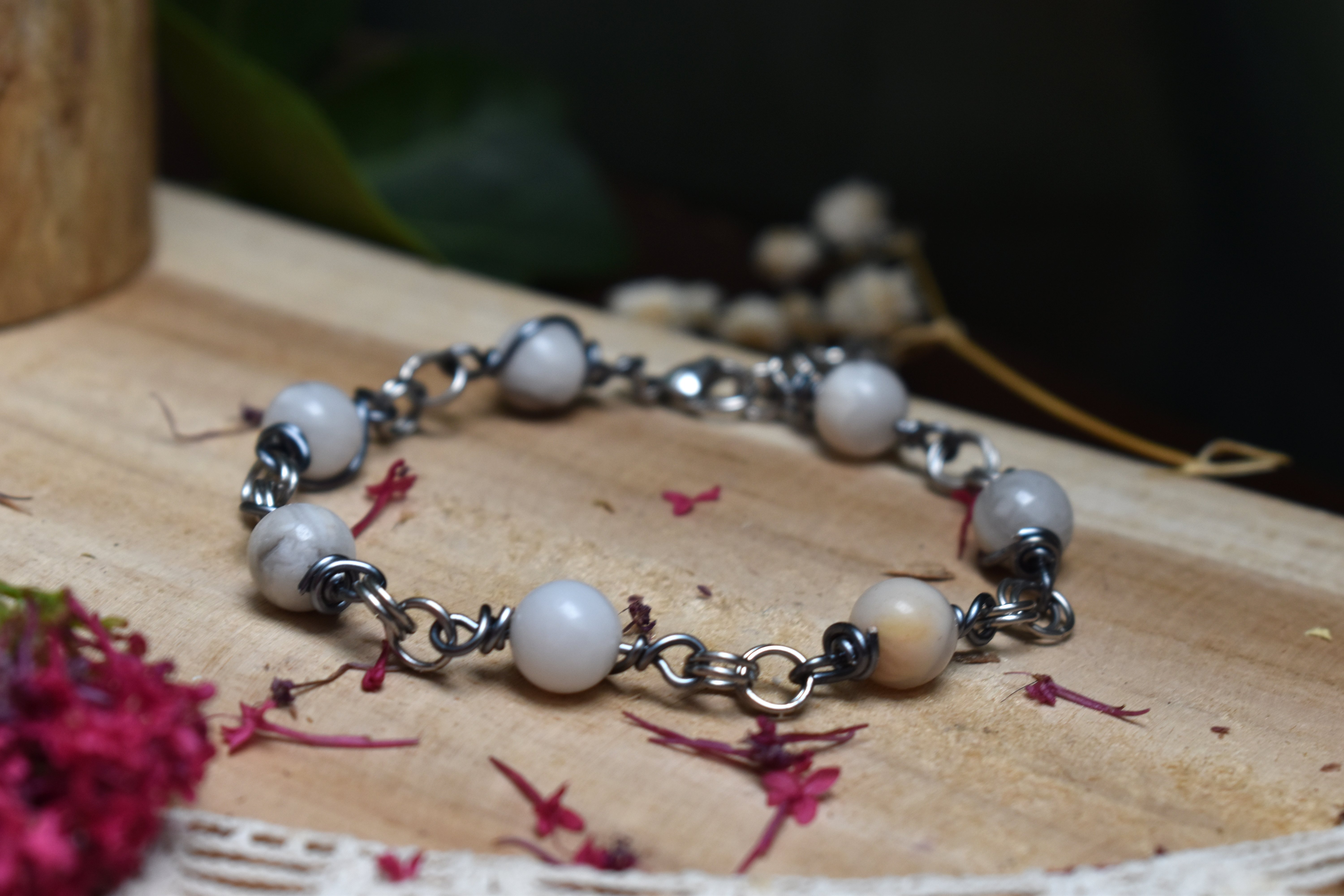 Bracelet ~Perséphone~ Agate Blanche