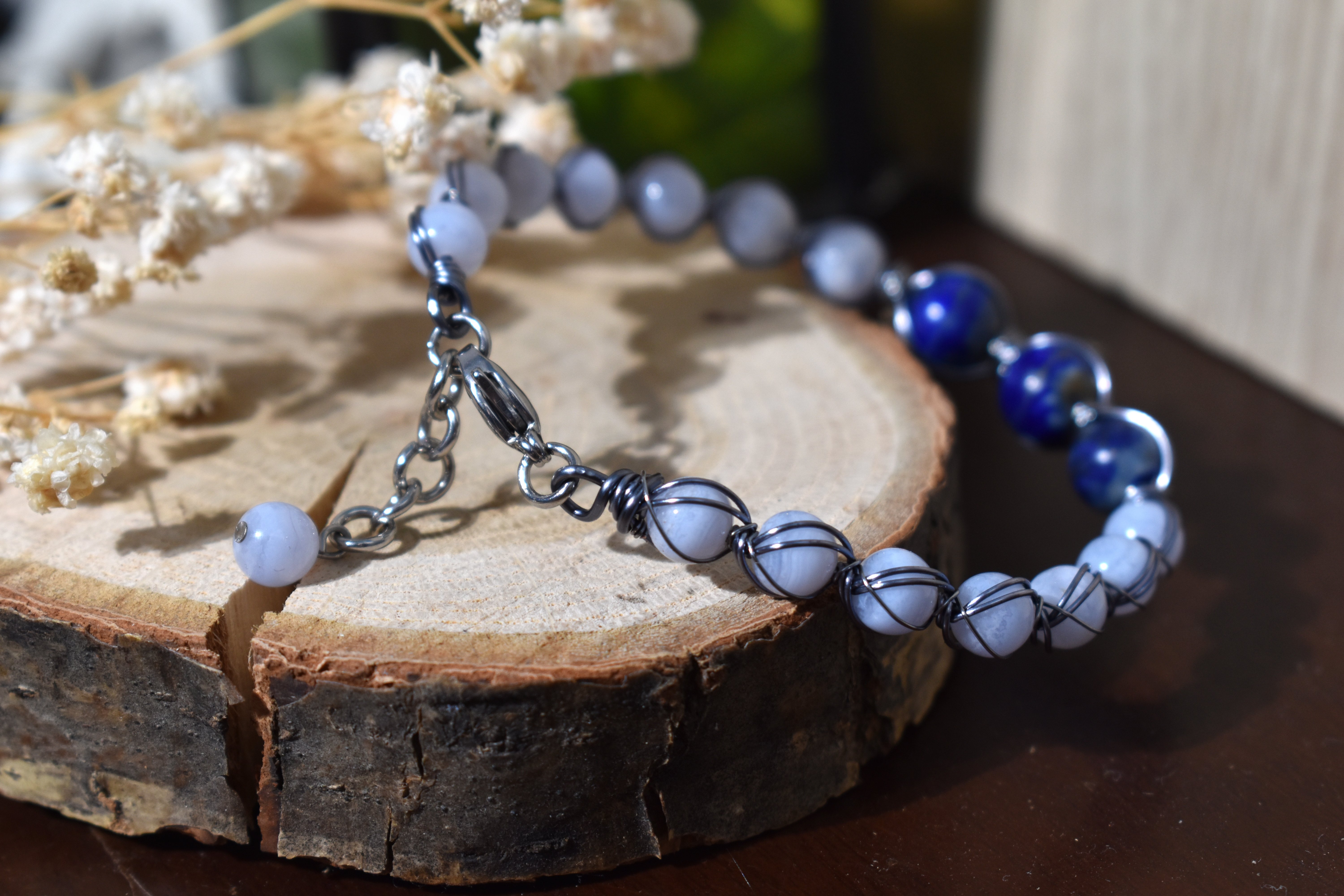 Bracelet ~Givre~ Lapis Lazuli & Calcédoine Bleue