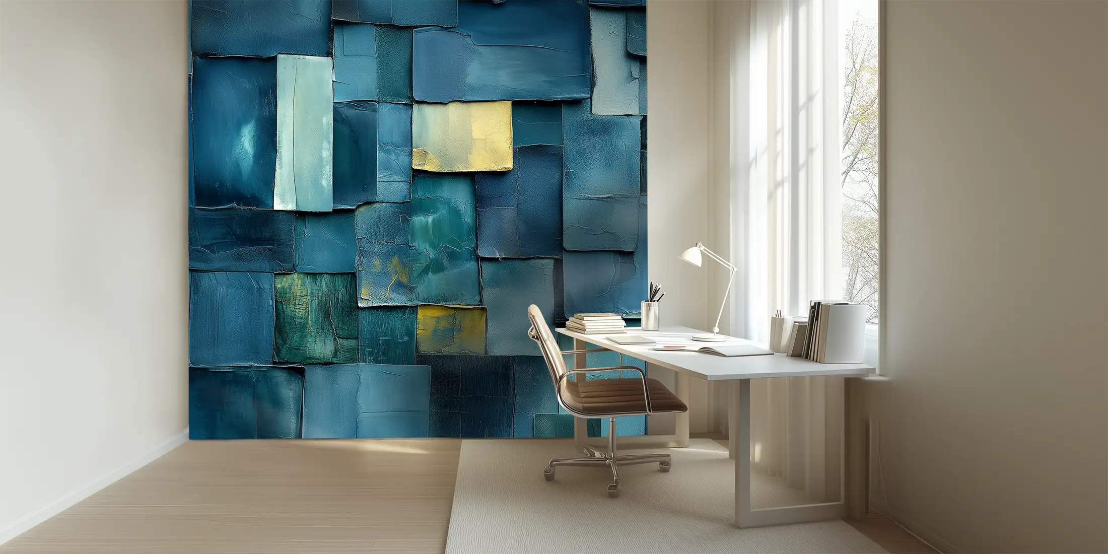 Patchwork bleu et or