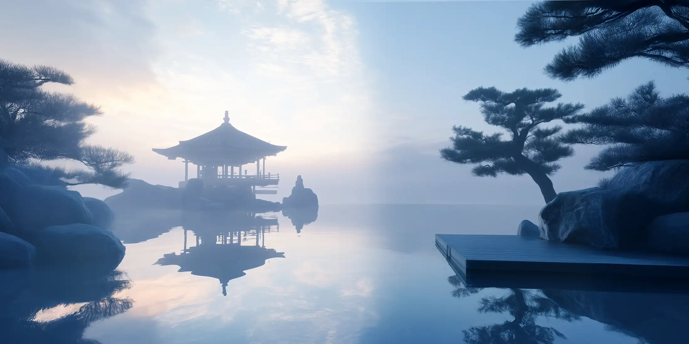 Lac zen & temple japonais