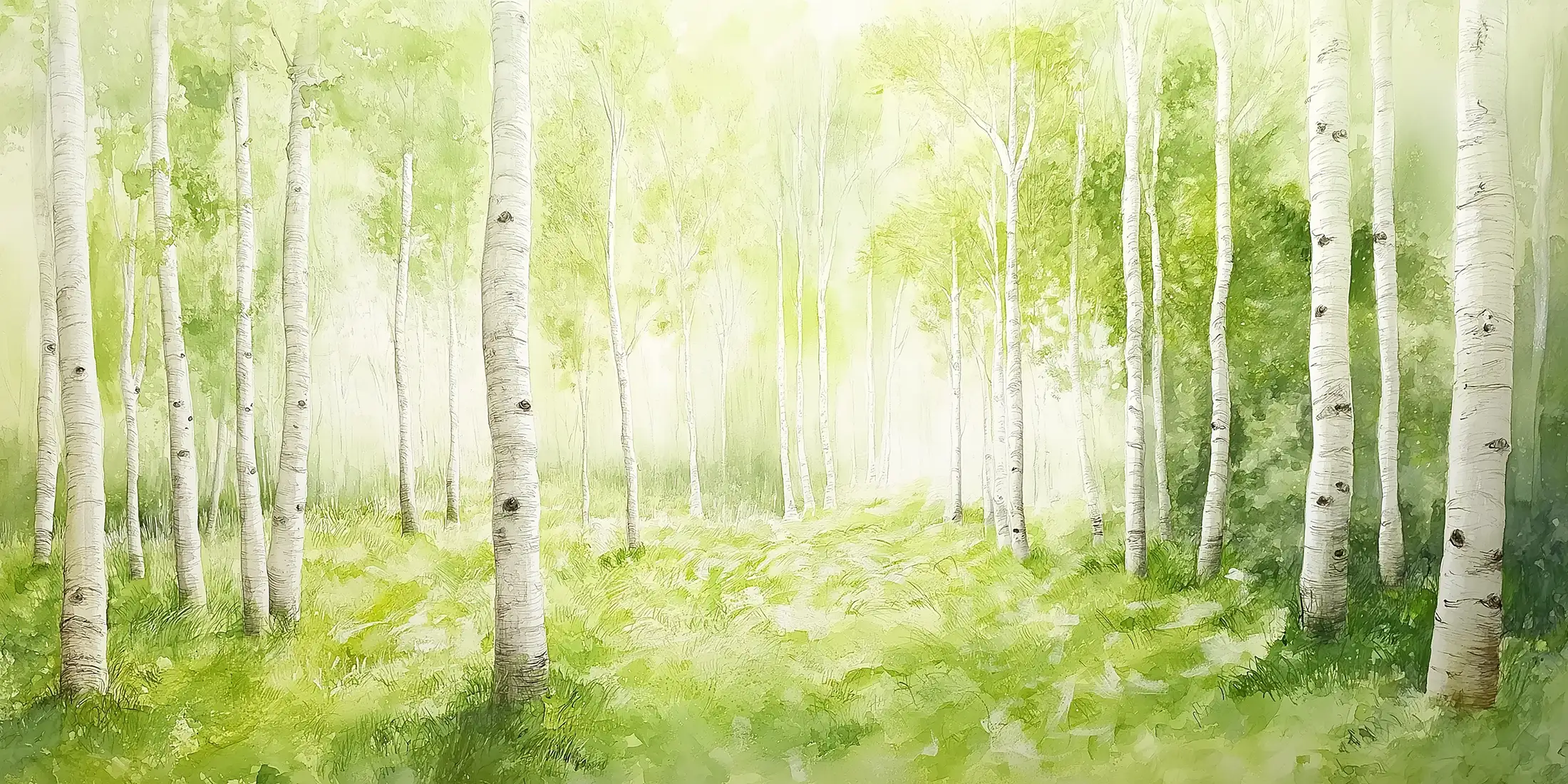 Forêt de bouleaux lumineuse