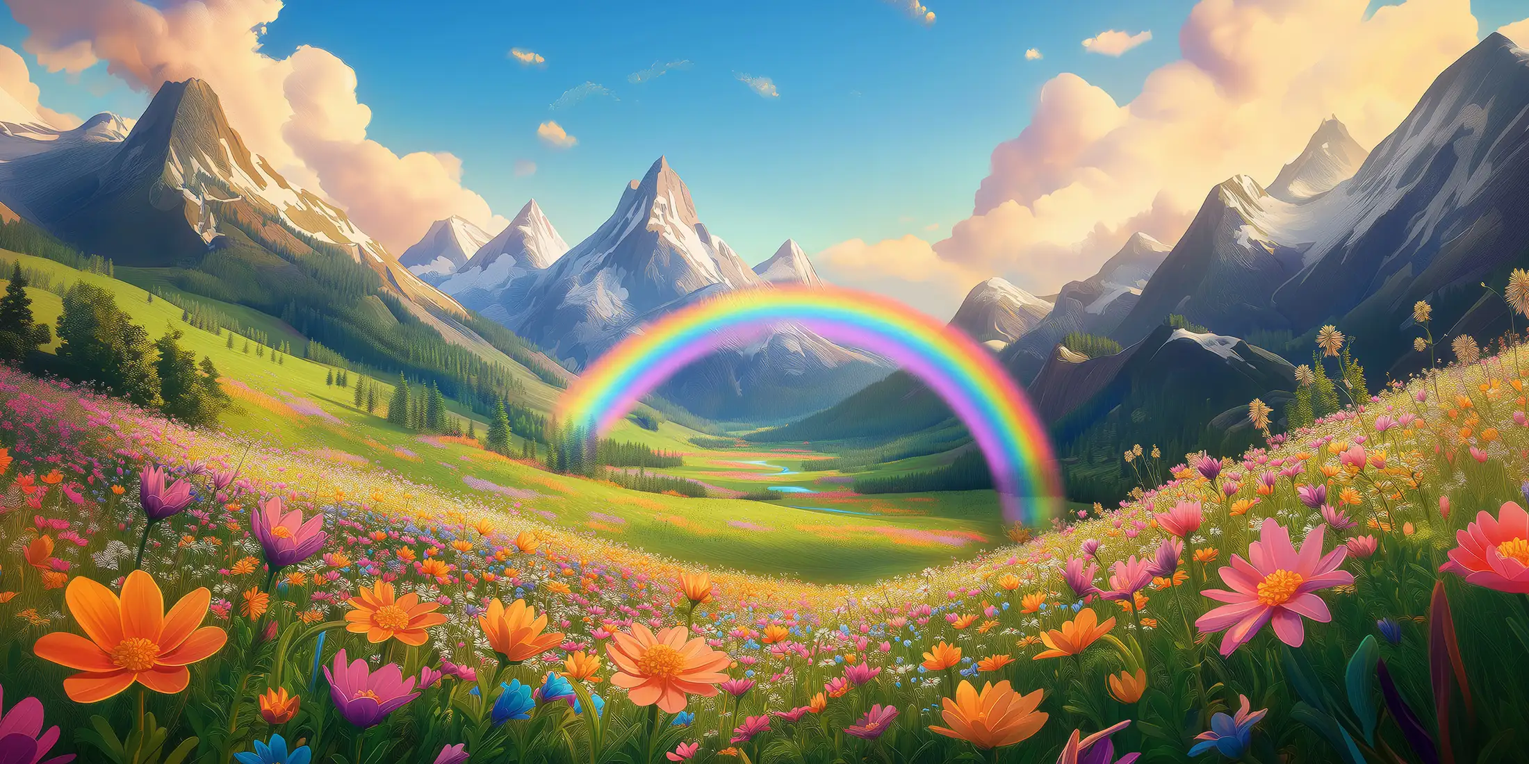 Arc-en-ciel en montagne 