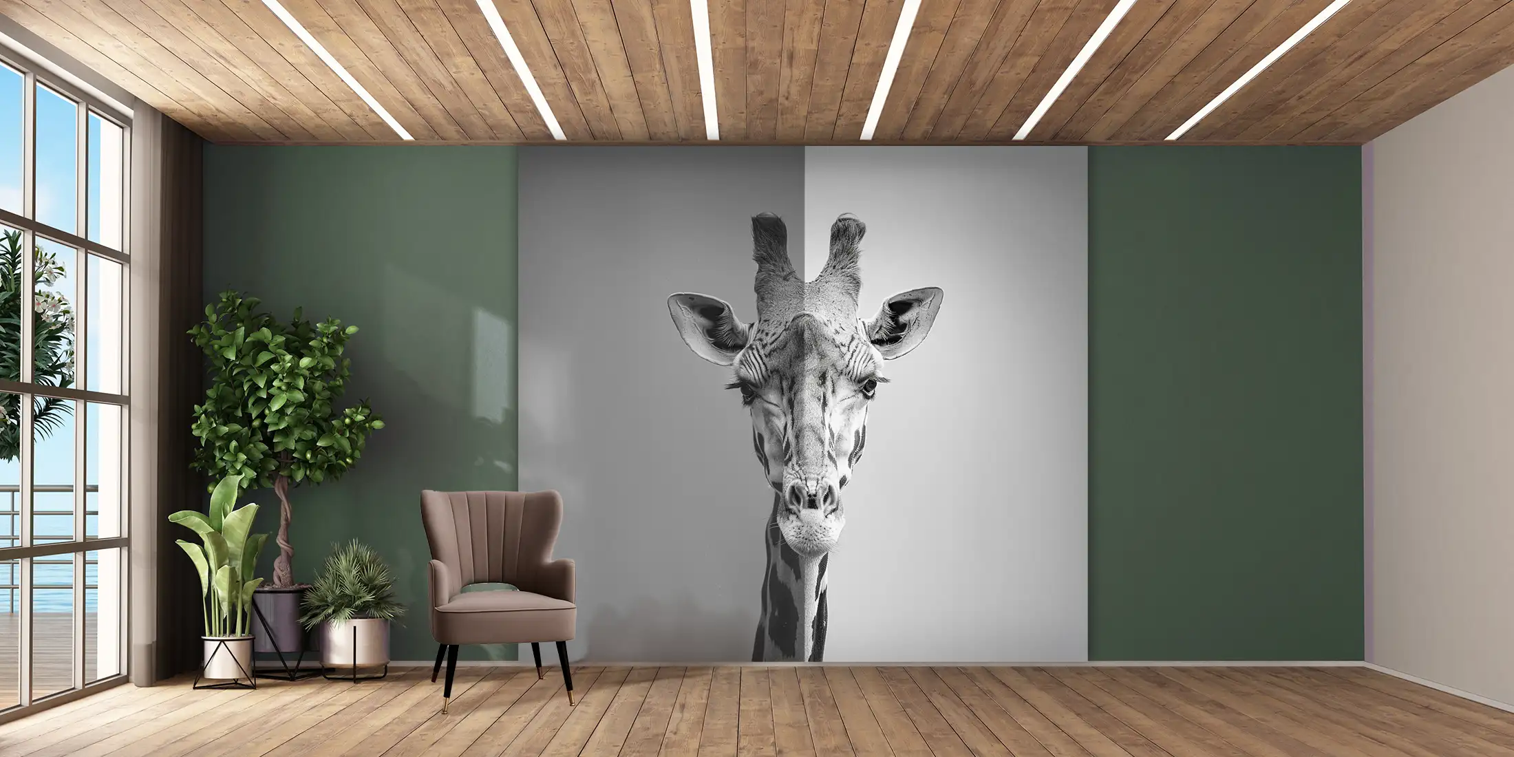 Portrait de girafe noir et blanc