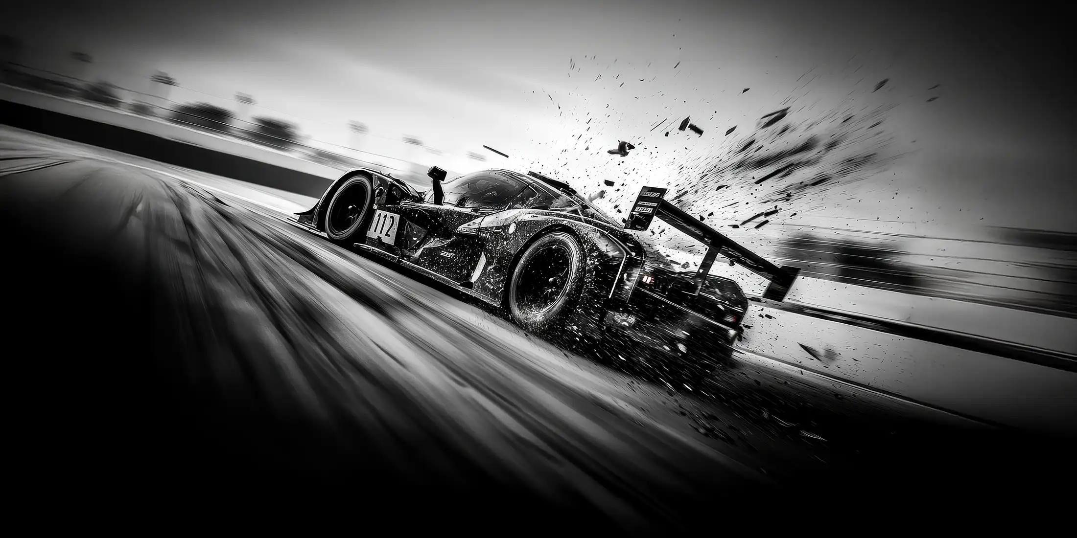 Voiture de course N&B