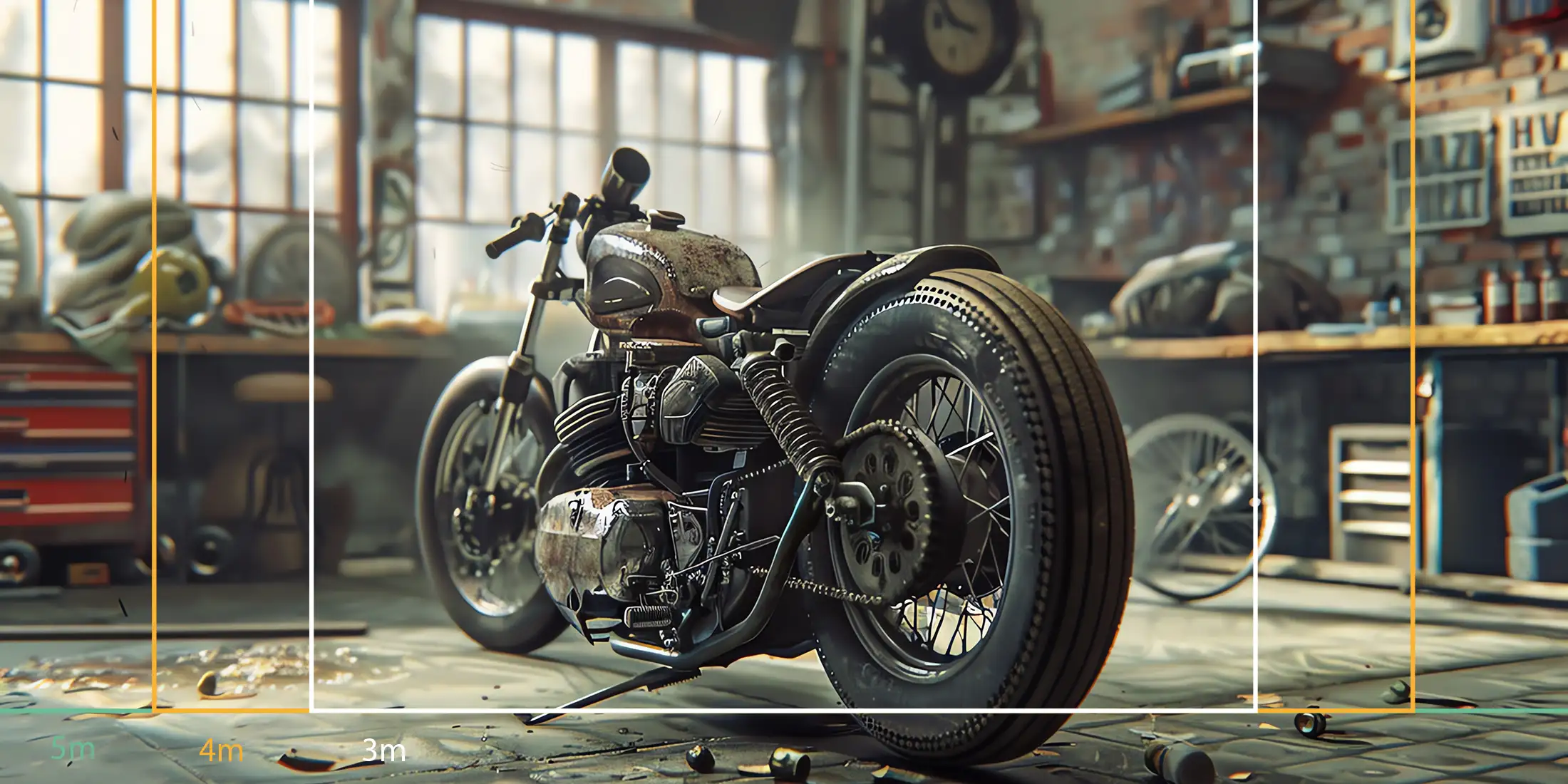 Moto dans son atelier