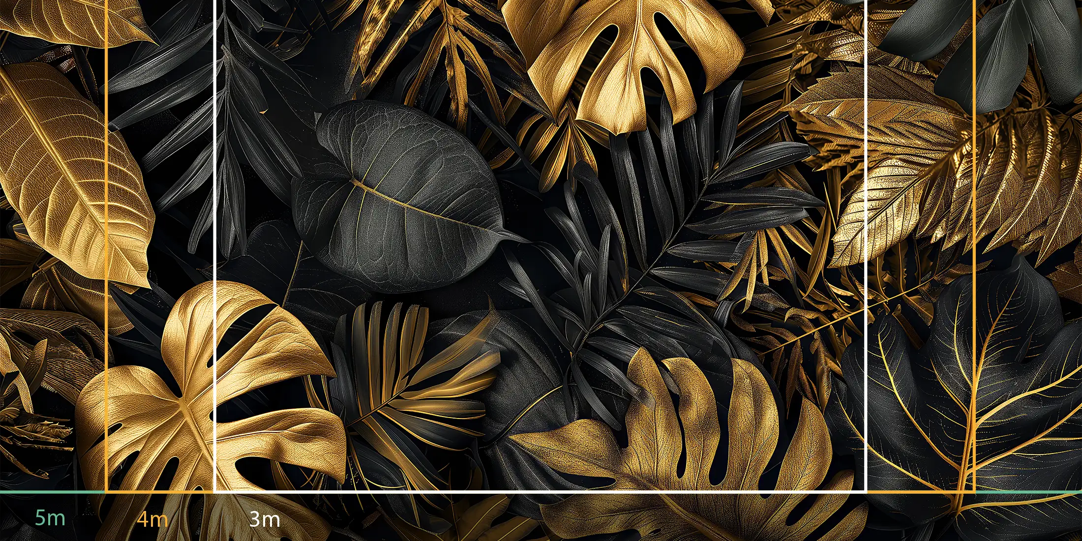 Feuilles tropicales noires et dorées