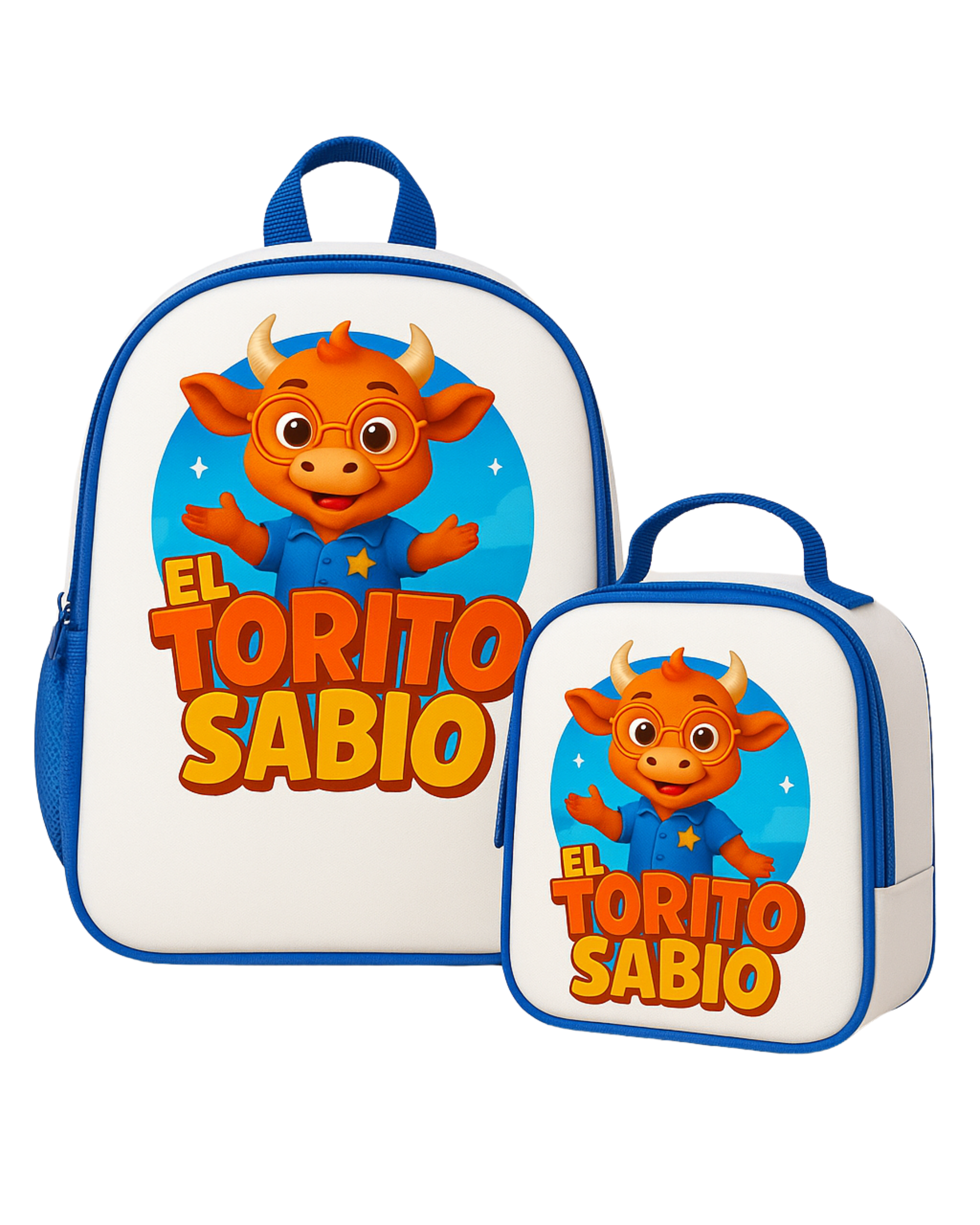 Mochila + Lonchera “El Torito Sabio” – Set Escolar Completo