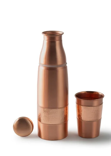 Pure Copper Water Bottle With Glass