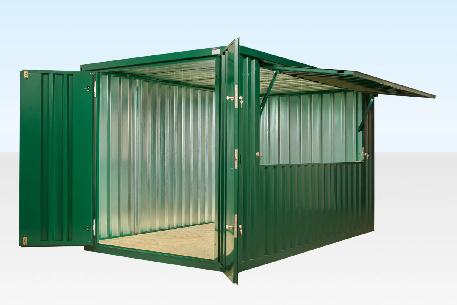 4m XL Flat Pack Kiosk (RAL6005) – Green
