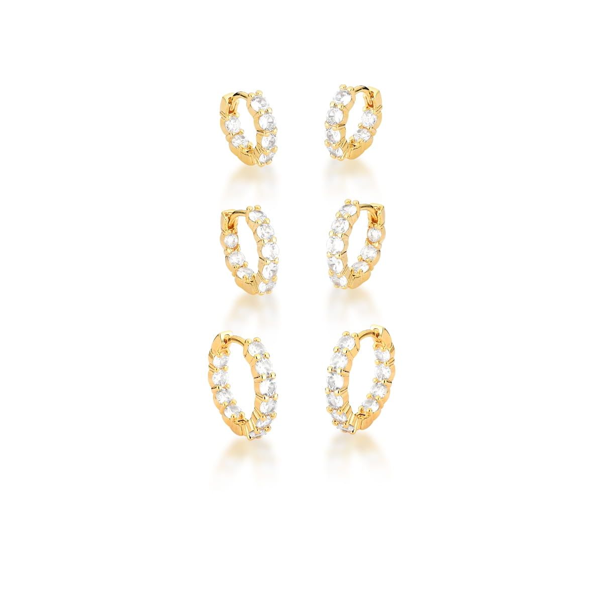 Conjunto de Brincos de Argola Dourados