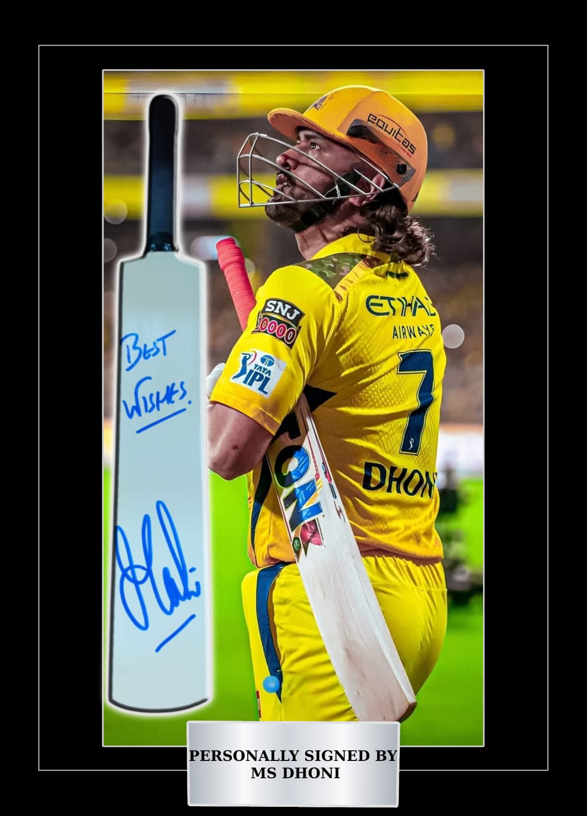 MS Dhoni Signed Minibat 