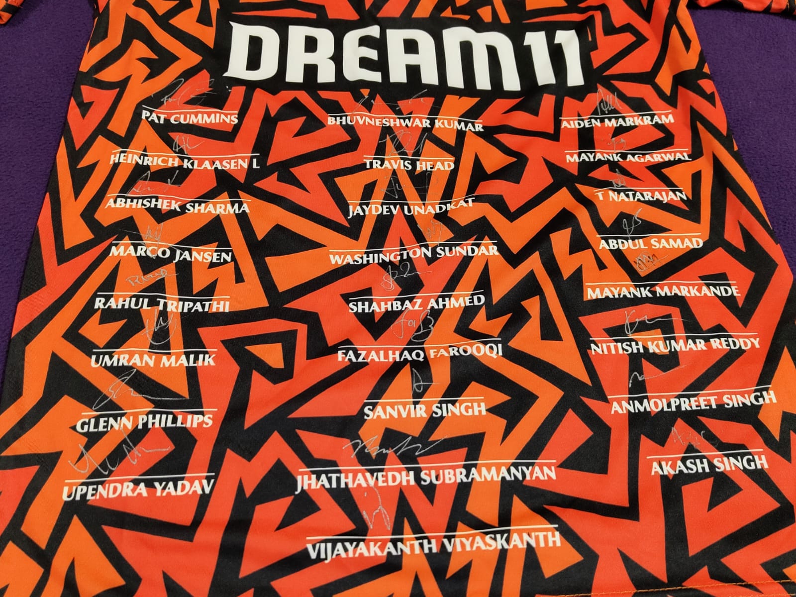 SRH 2025 Squad Signed Jersey