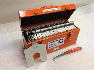 Shim Kit, Full Kit In Tool Box, Size C 4" x 4", Precut, Stainless Steel, Includes Metal Box, Removal Tool and - Shim Lock, For Use With P-Tank Weighing System