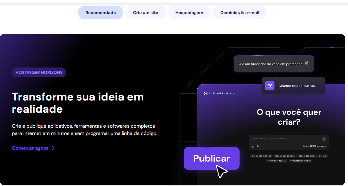 Crie sites com a inteligência artificial