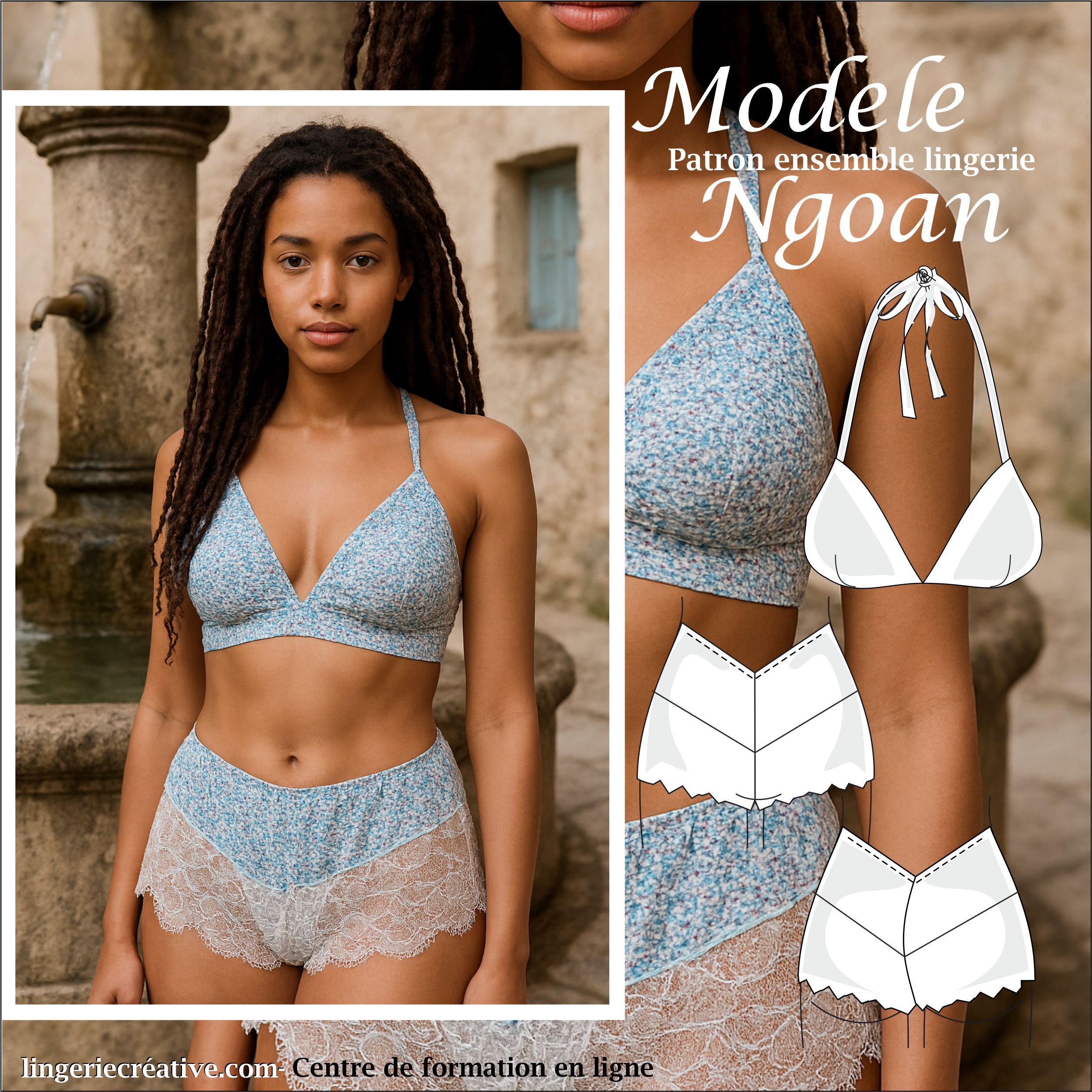 PATRON COUTURE FACILE ENSEMBLE LINGERIE FEMME, TAILLE 36 à 50, MATIERES NON EXTENSIBLES