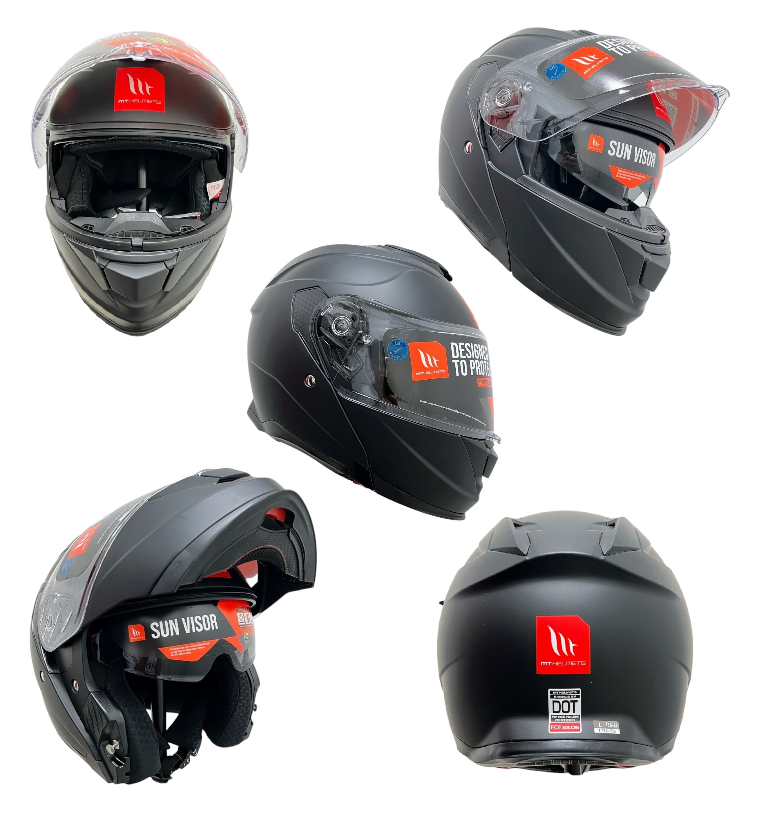 Casco Mt Helmets Exodus Abatible Ece22.06 Y Dot Negro Mate