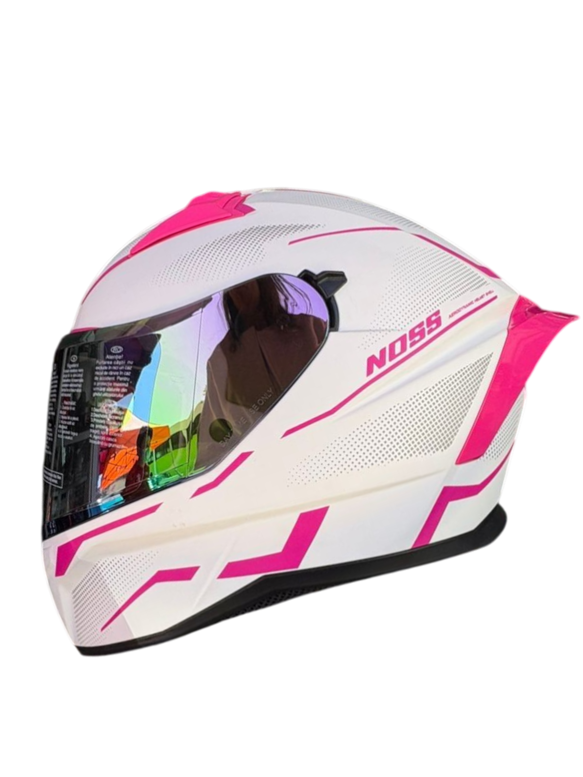 CASCO NOSS 869 BLANCO CON ROSA