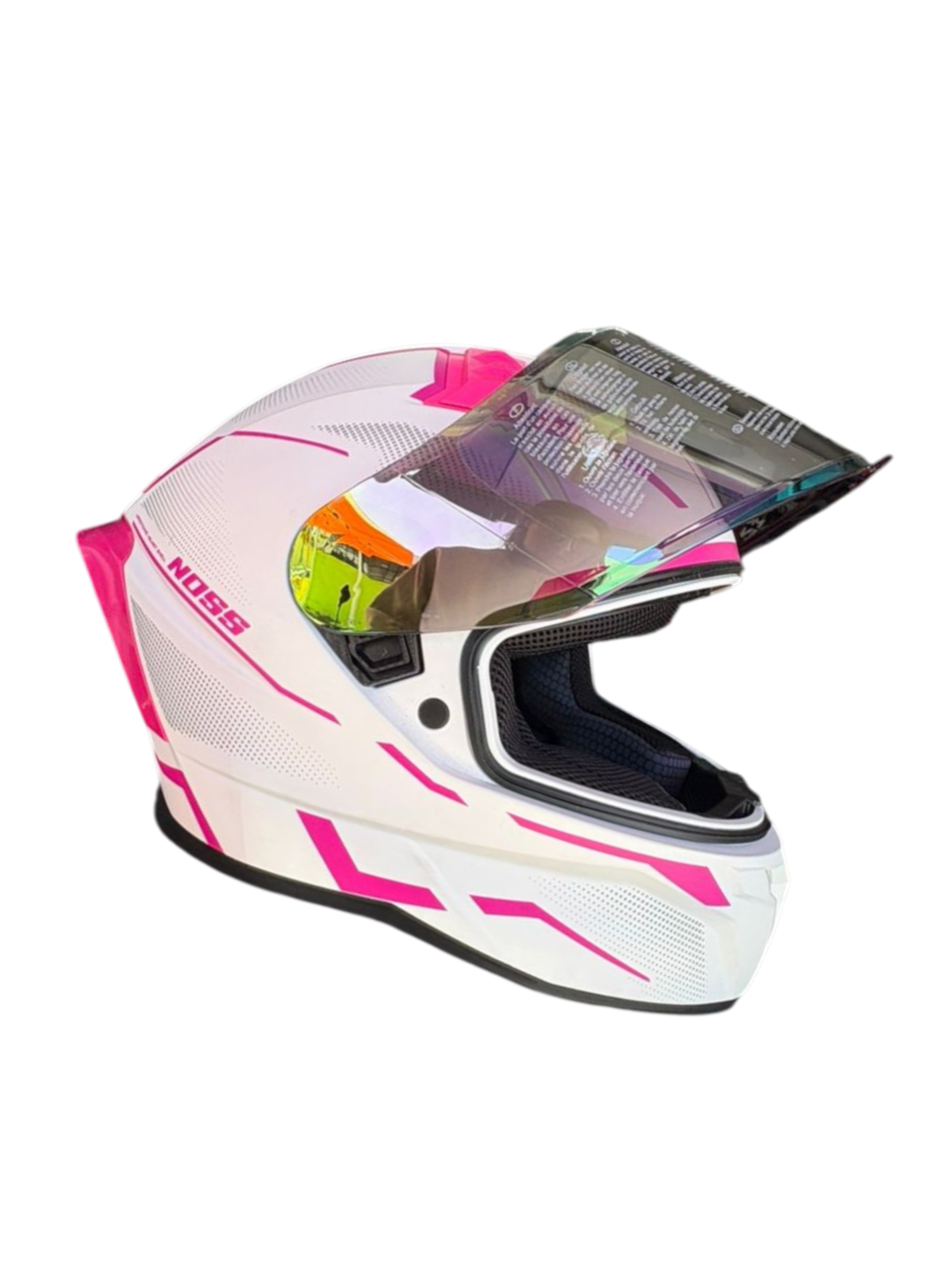 CASCO NOSS 869 BLANCO CON ROSA