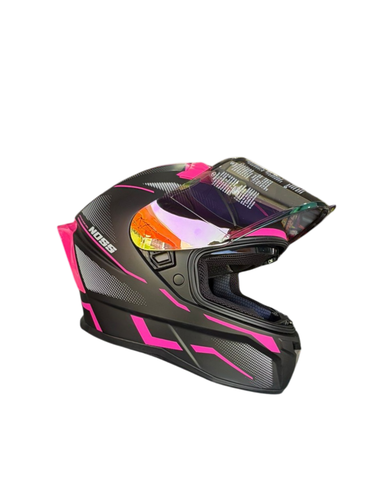 CASCO NOSS 869 NEGRO CON ROSA