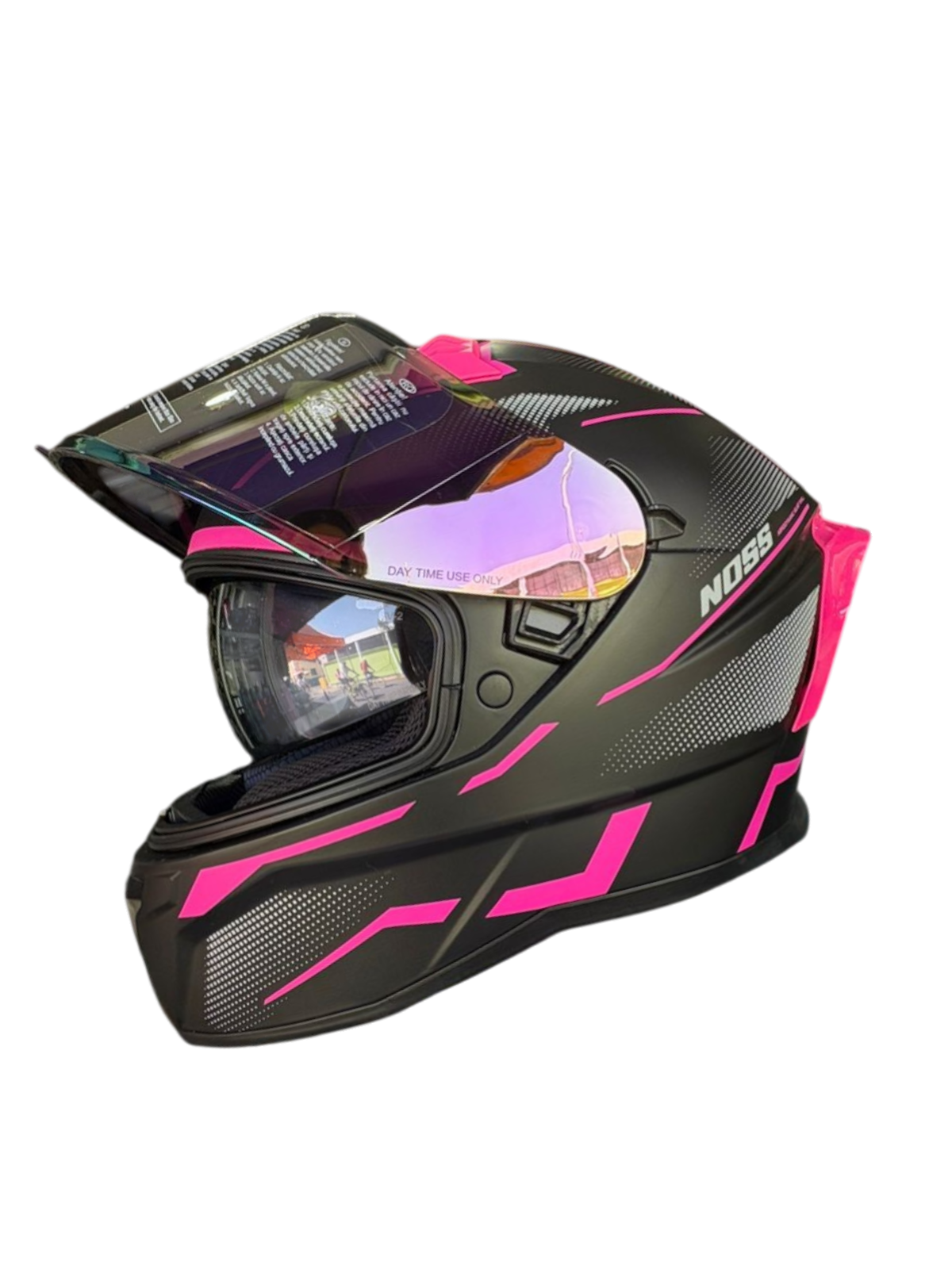 CASCO NOSS 869 NEGRO CON ROSA