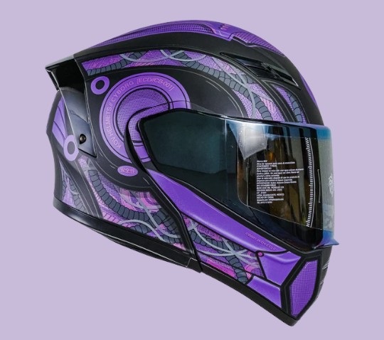 CASCO ESTELAR CYBORG MORADO CON LUZ LED