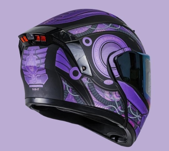 CASCO ESTELAR CYBORG MORADO CON LUZ LED