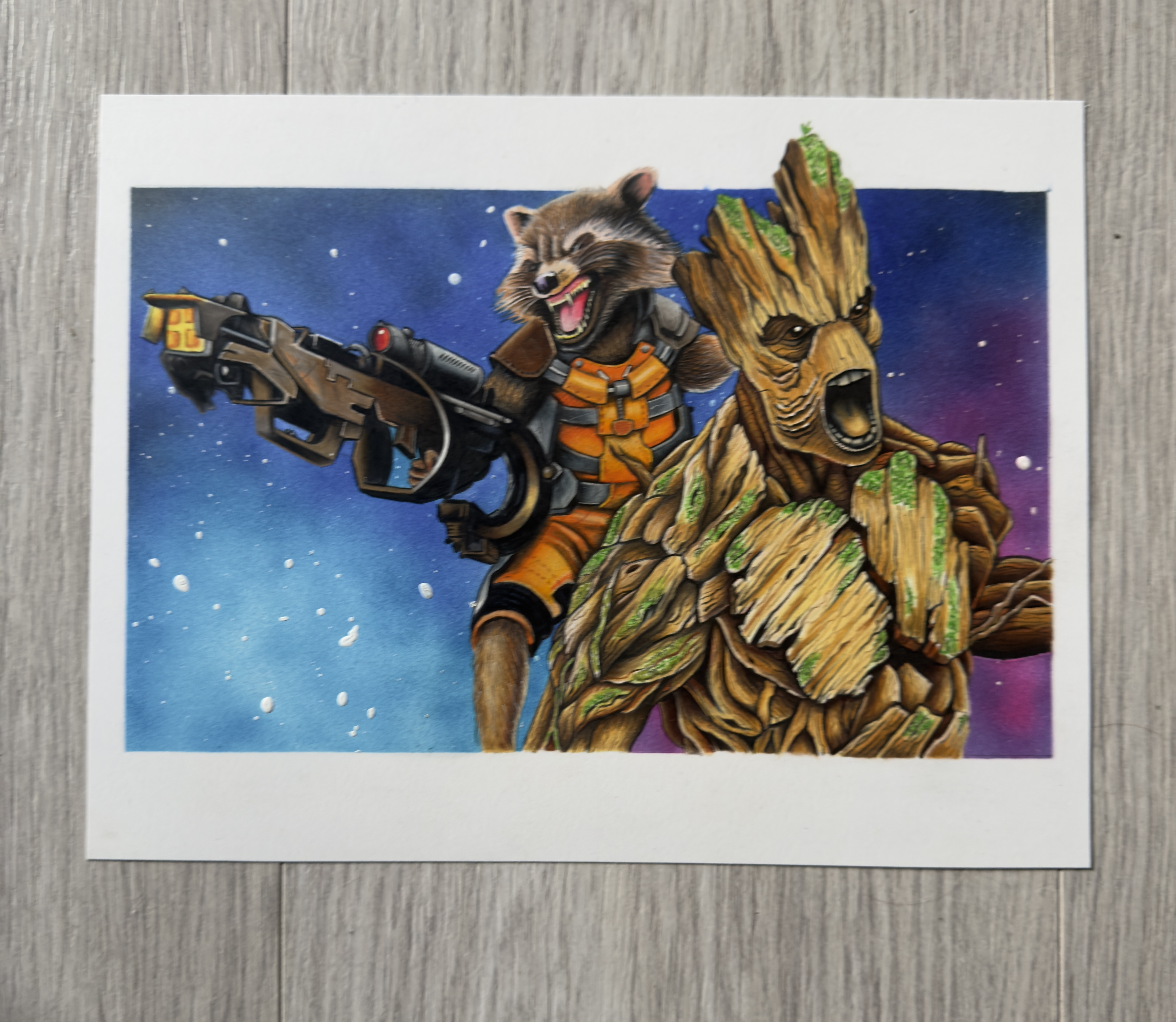 Rocket & Groot Drawing