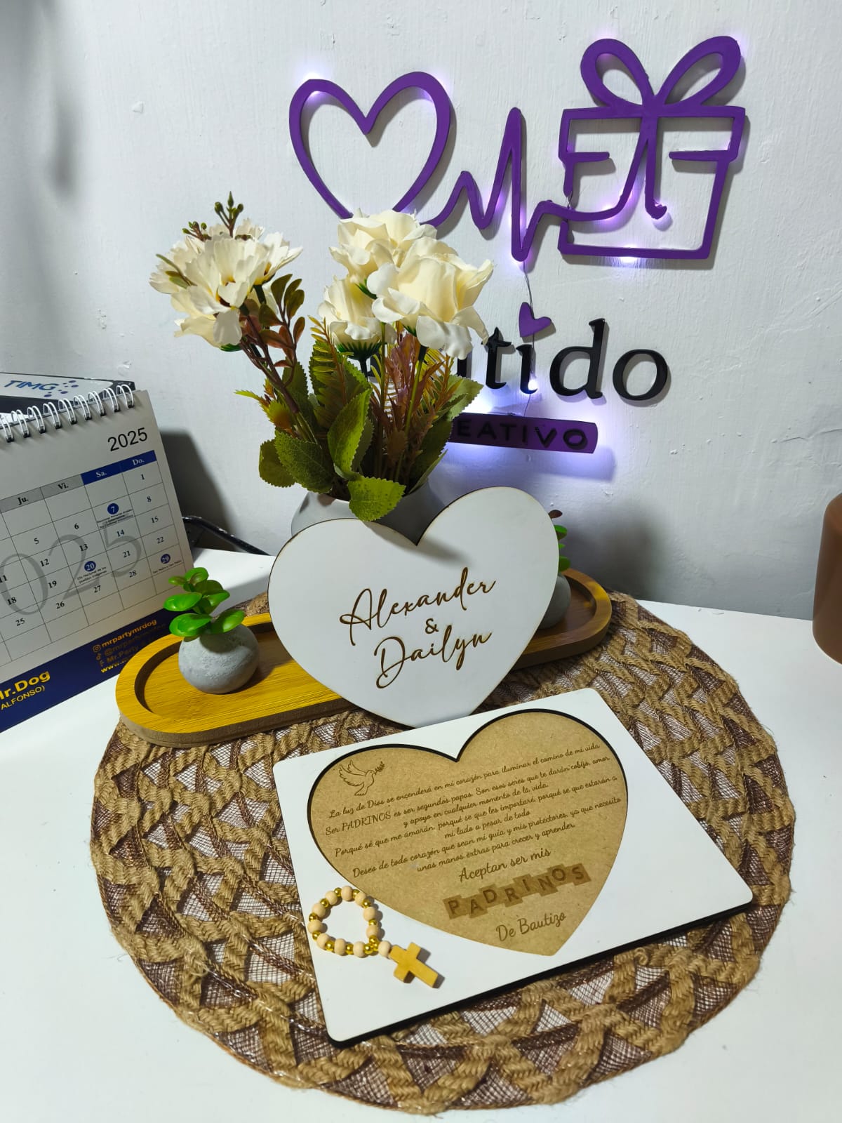 Cuadro para Petición de Padrinos de Bautizo Personalizado