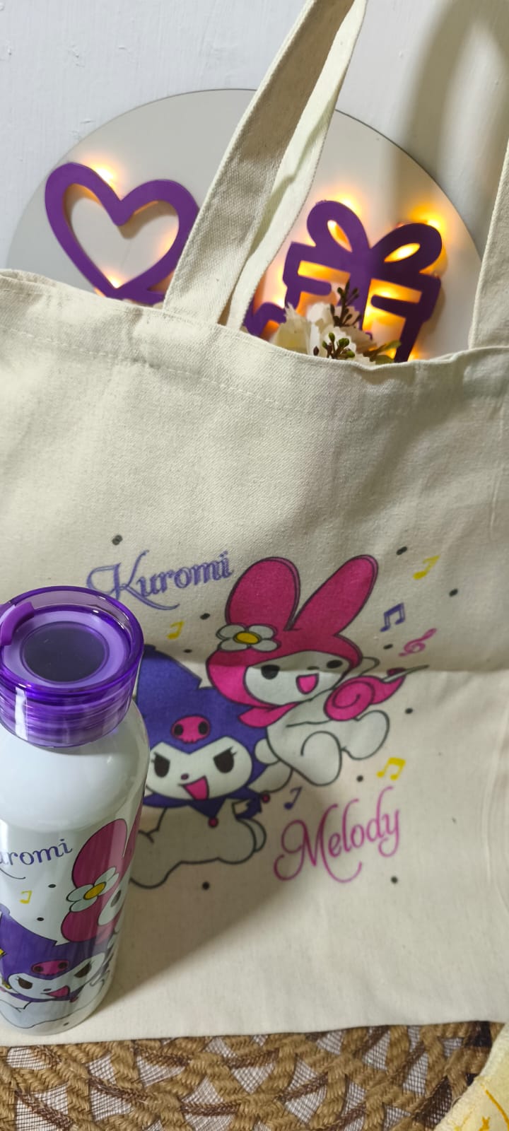 Bolsa  Kuromi y Melody con Termo Metálico