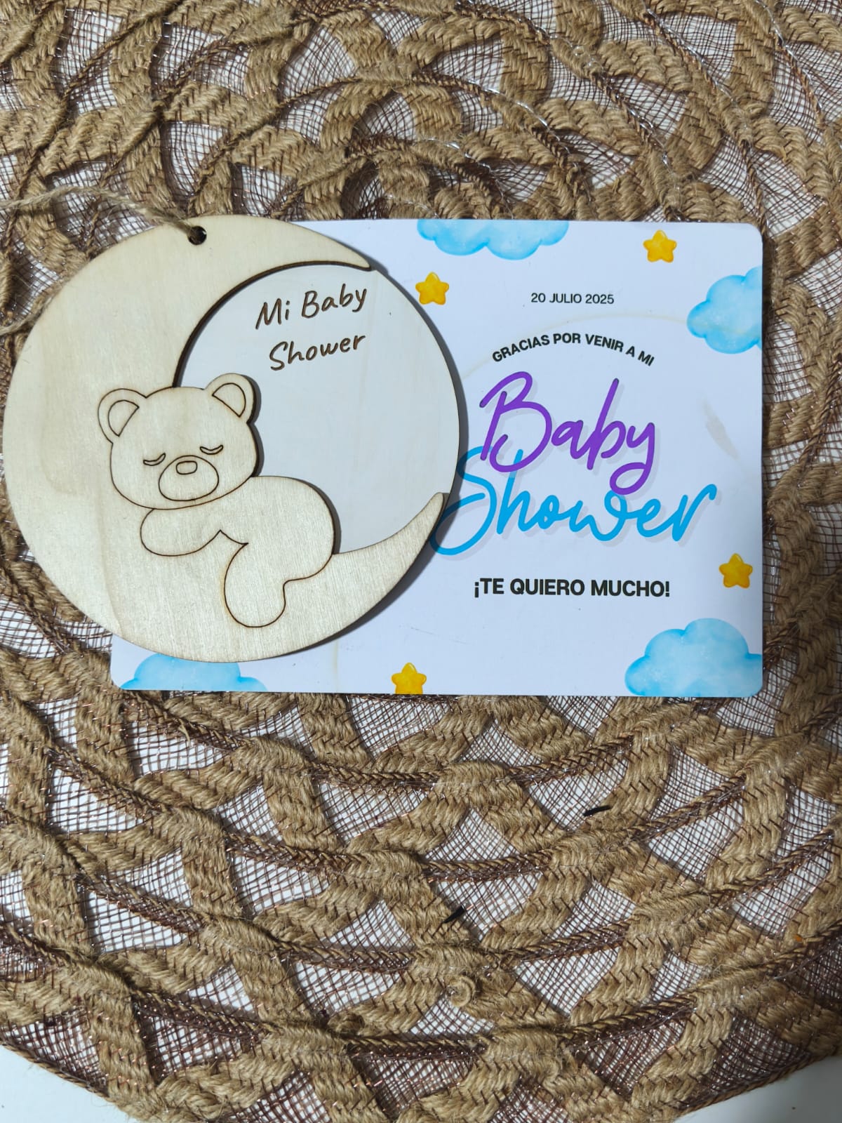 Recuerdo de madera para Baby Shower