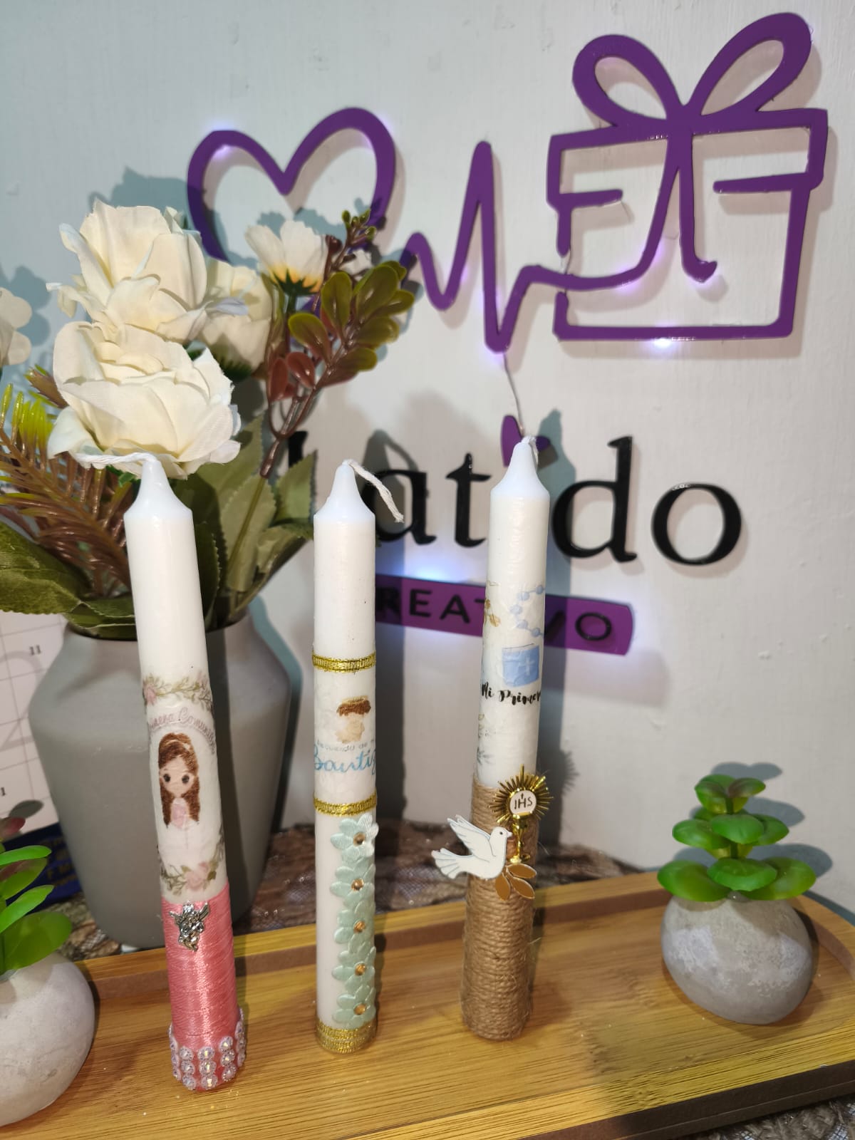 Vela de Bautizo Decorativa