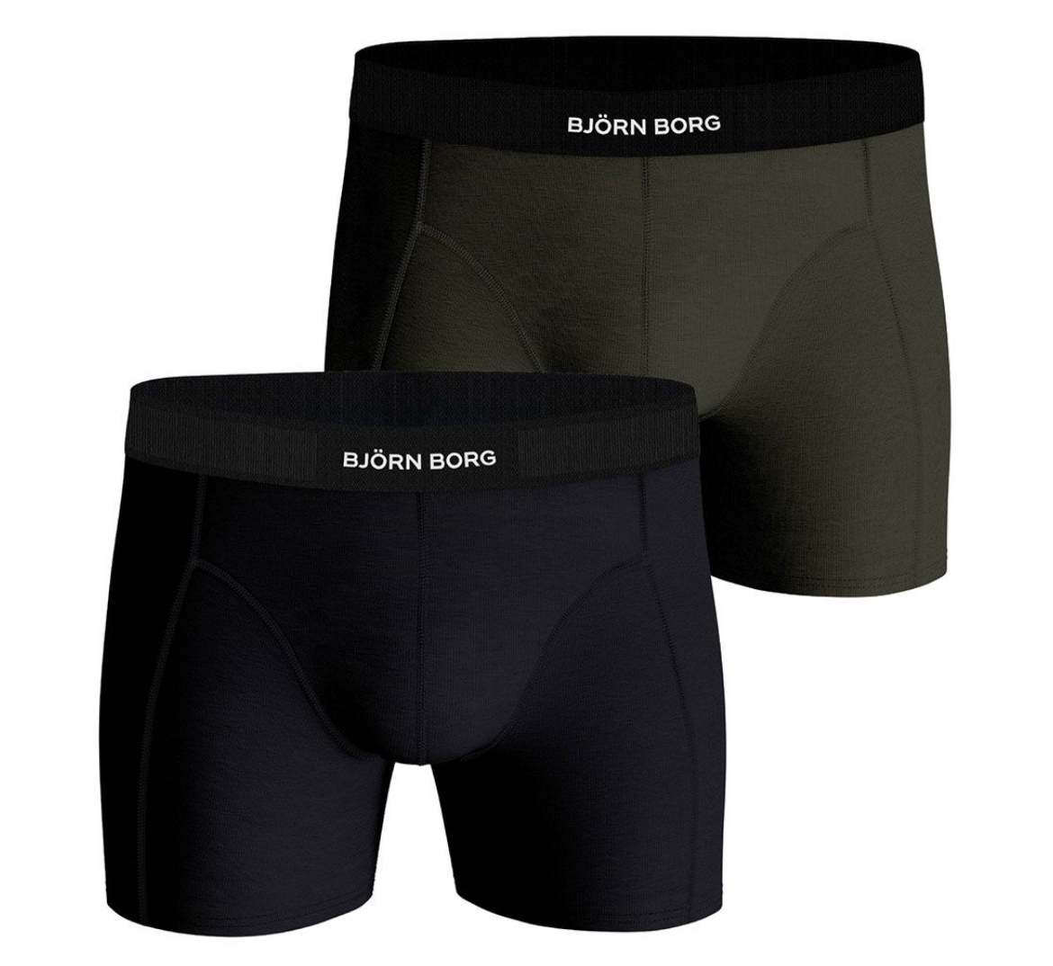 Björn Borg Premium Cotton Stretch Boxershort 2-Pack - Black & Military Green