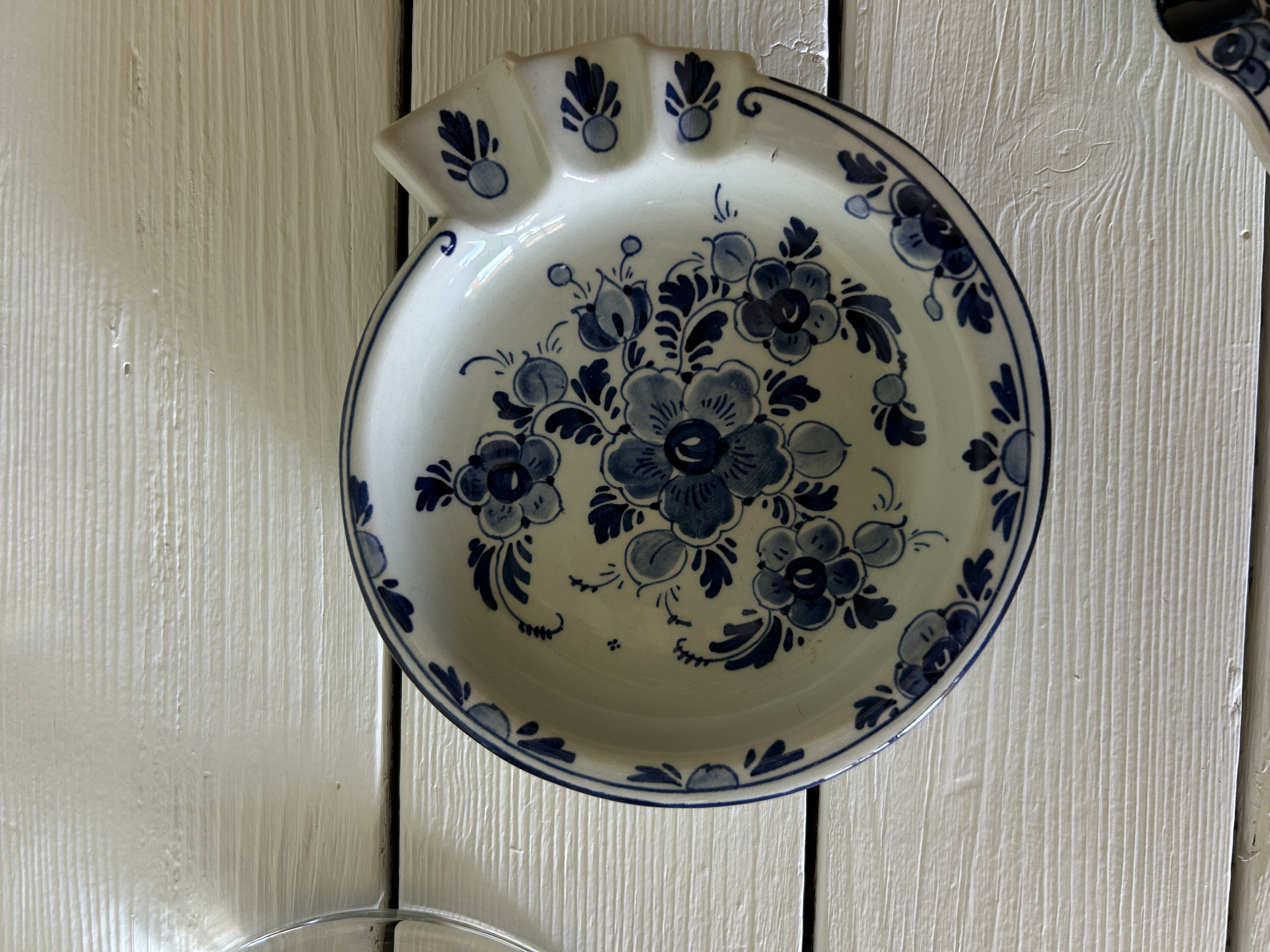 Hand-Painted Blue Delft Ceramic Ashtray