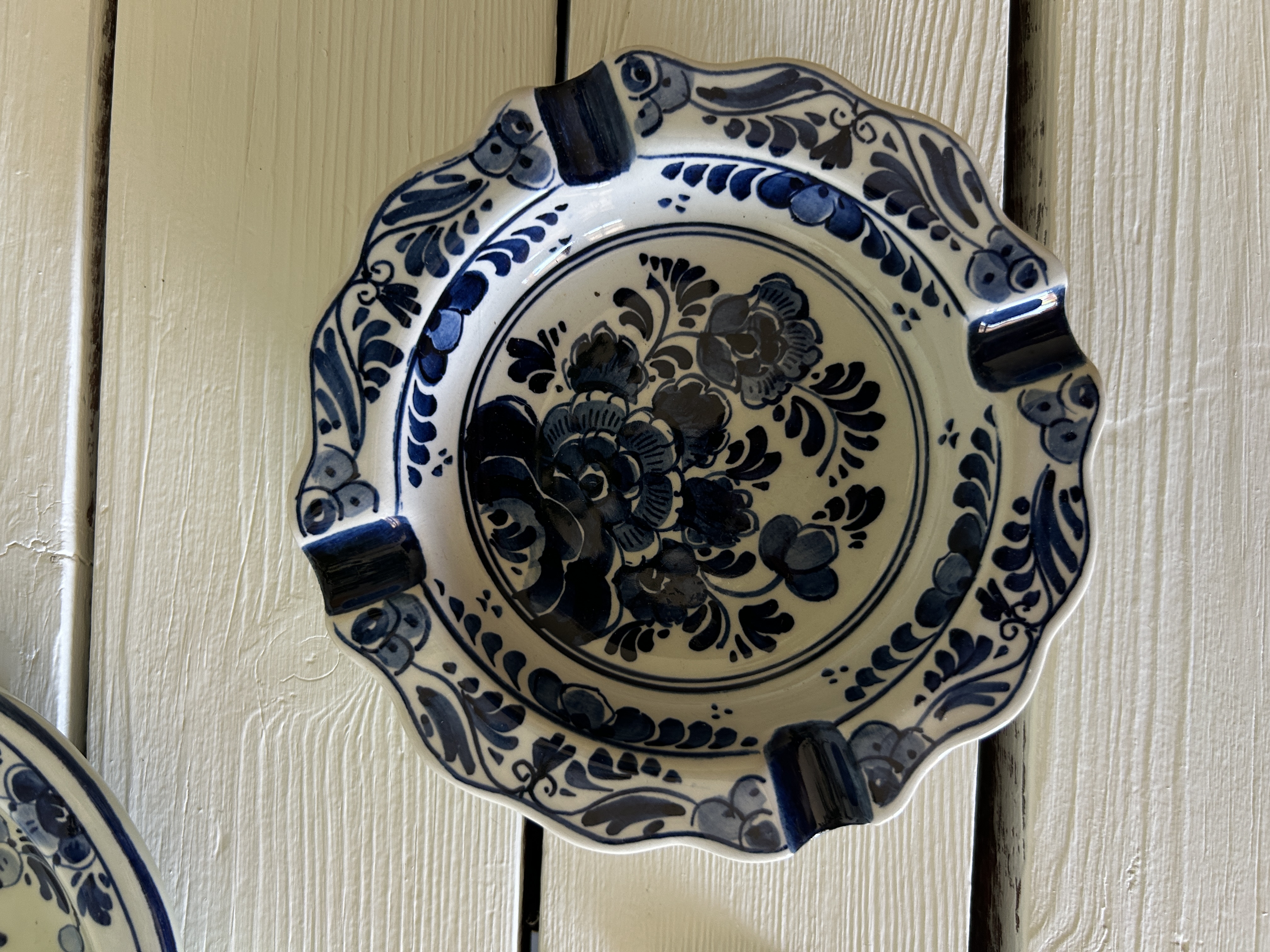 Blue Delft Floral Ceramic Ashtray