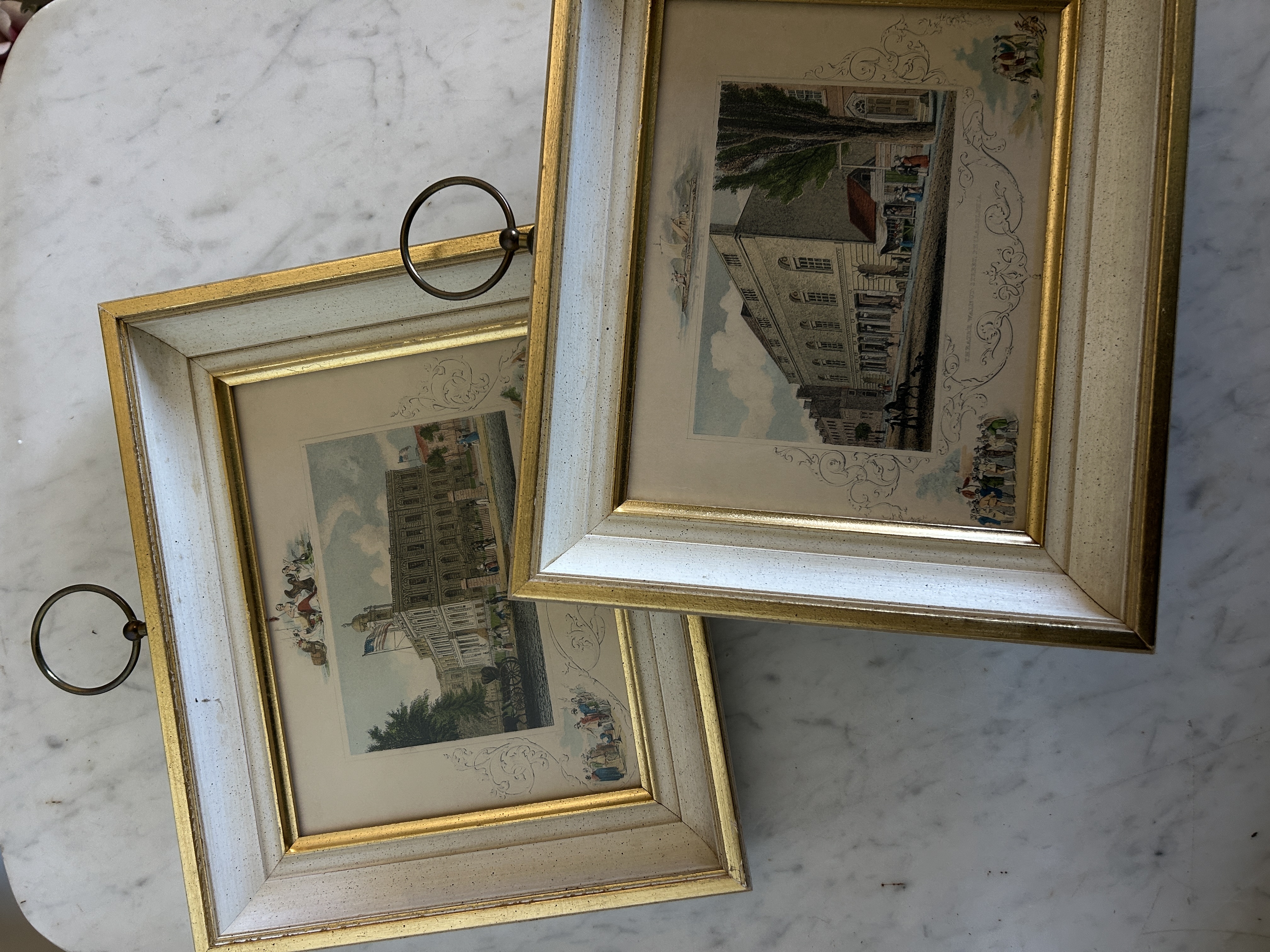 Vintage Framed Building Prints (Set of 2)