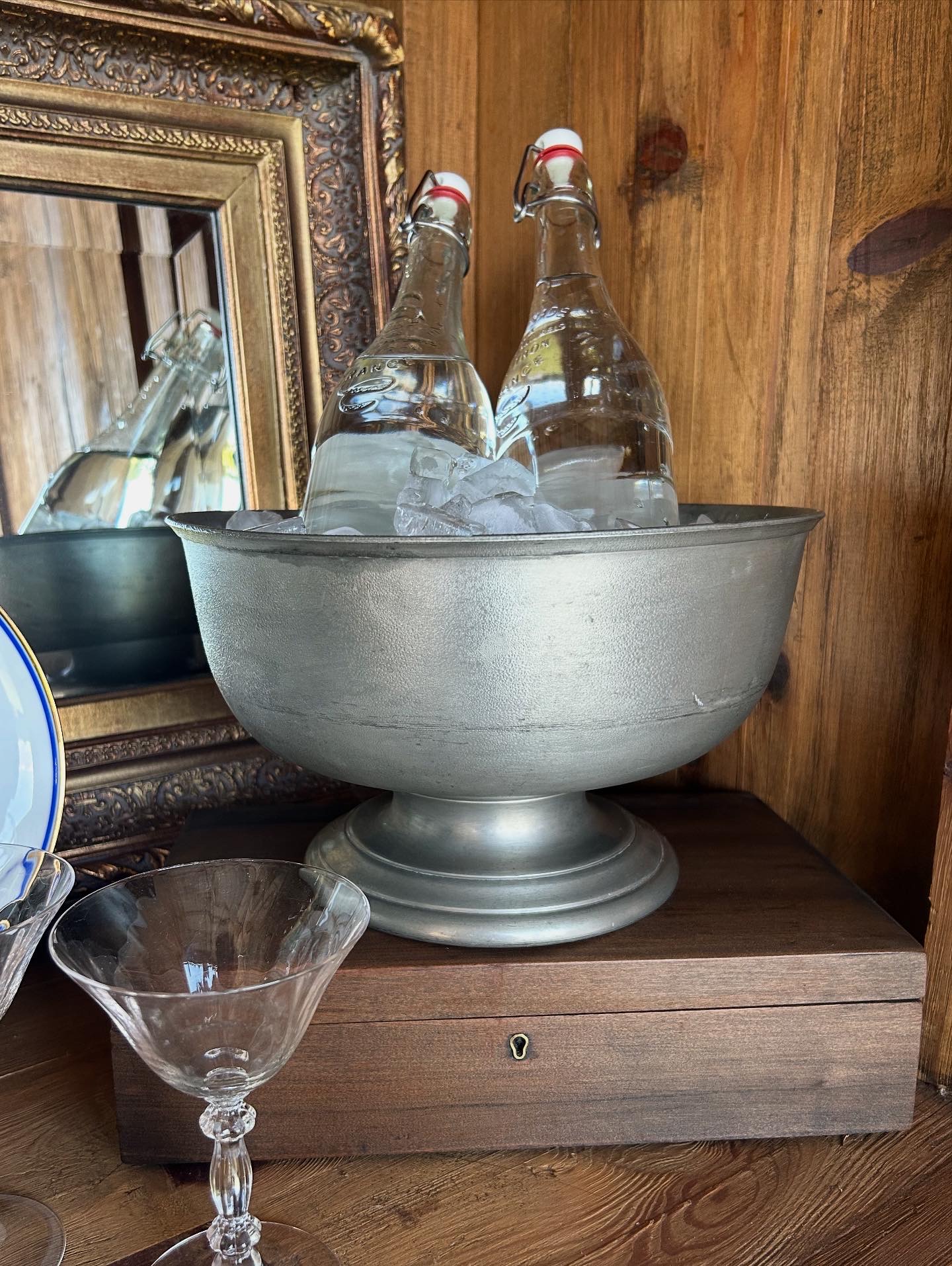 Vintage Pewter Punch Bowl