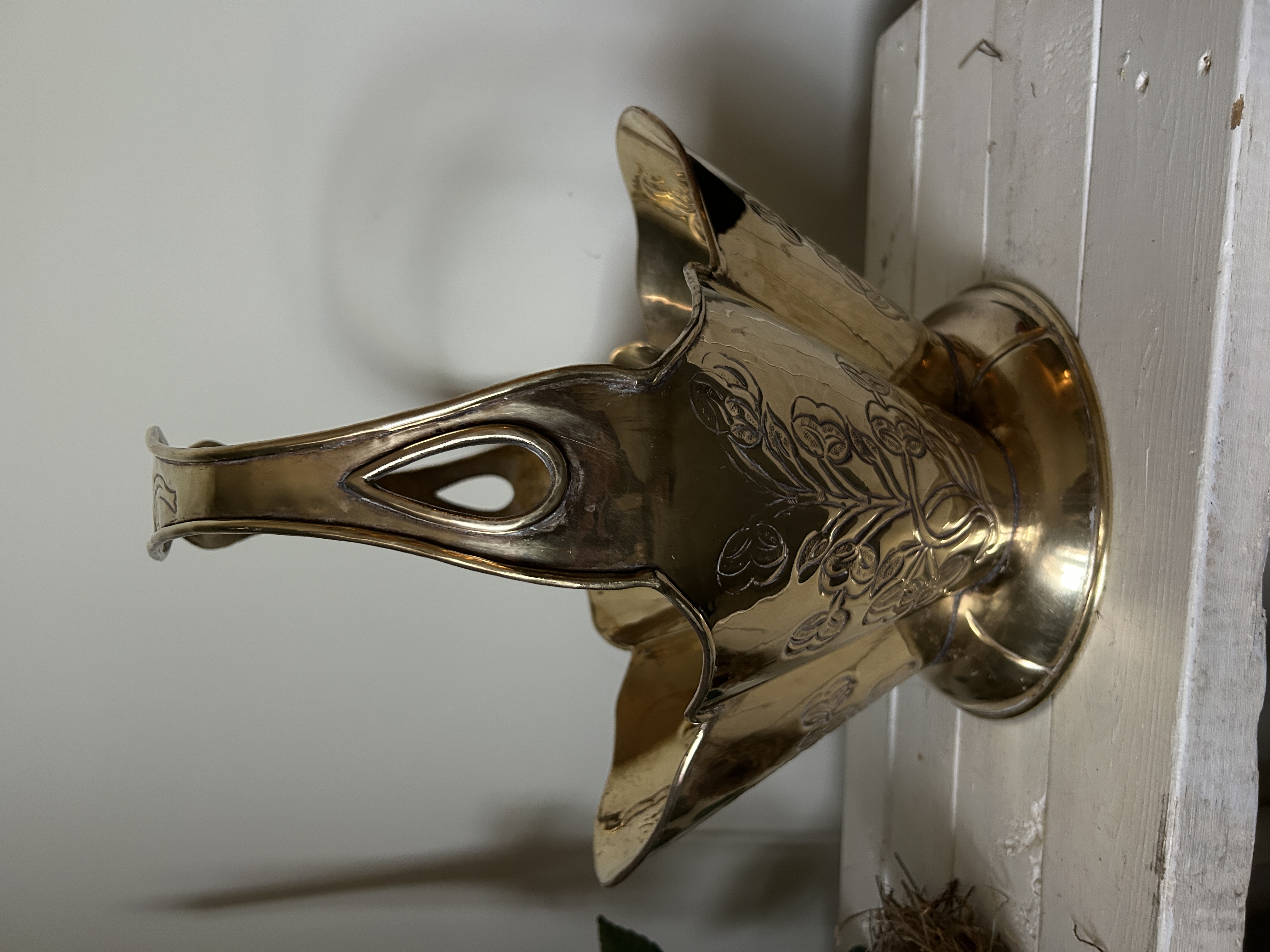 Vintage Brass Planter with Flower Arrangement