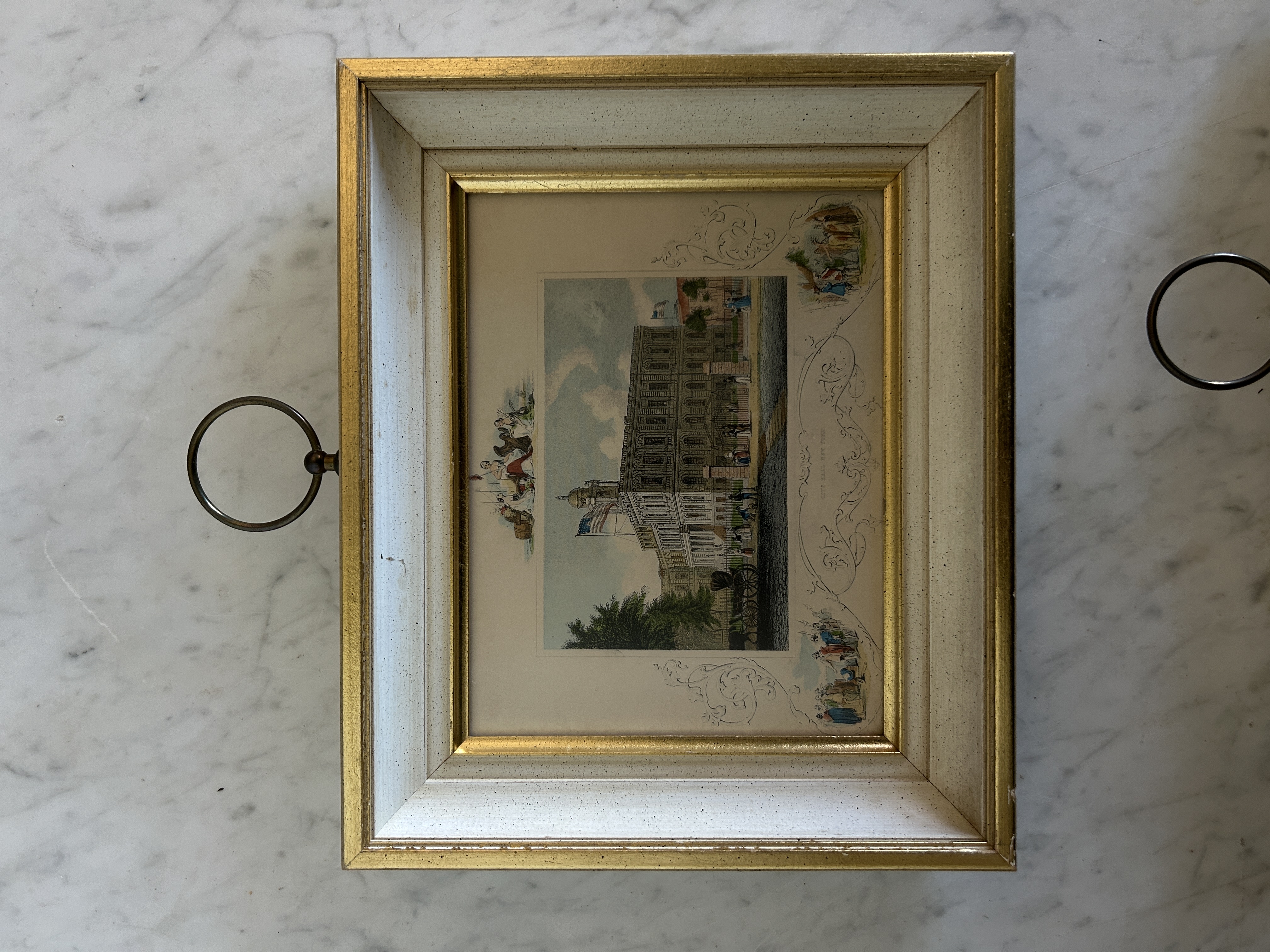 Vintage Framed Building Prints (Set of 2)