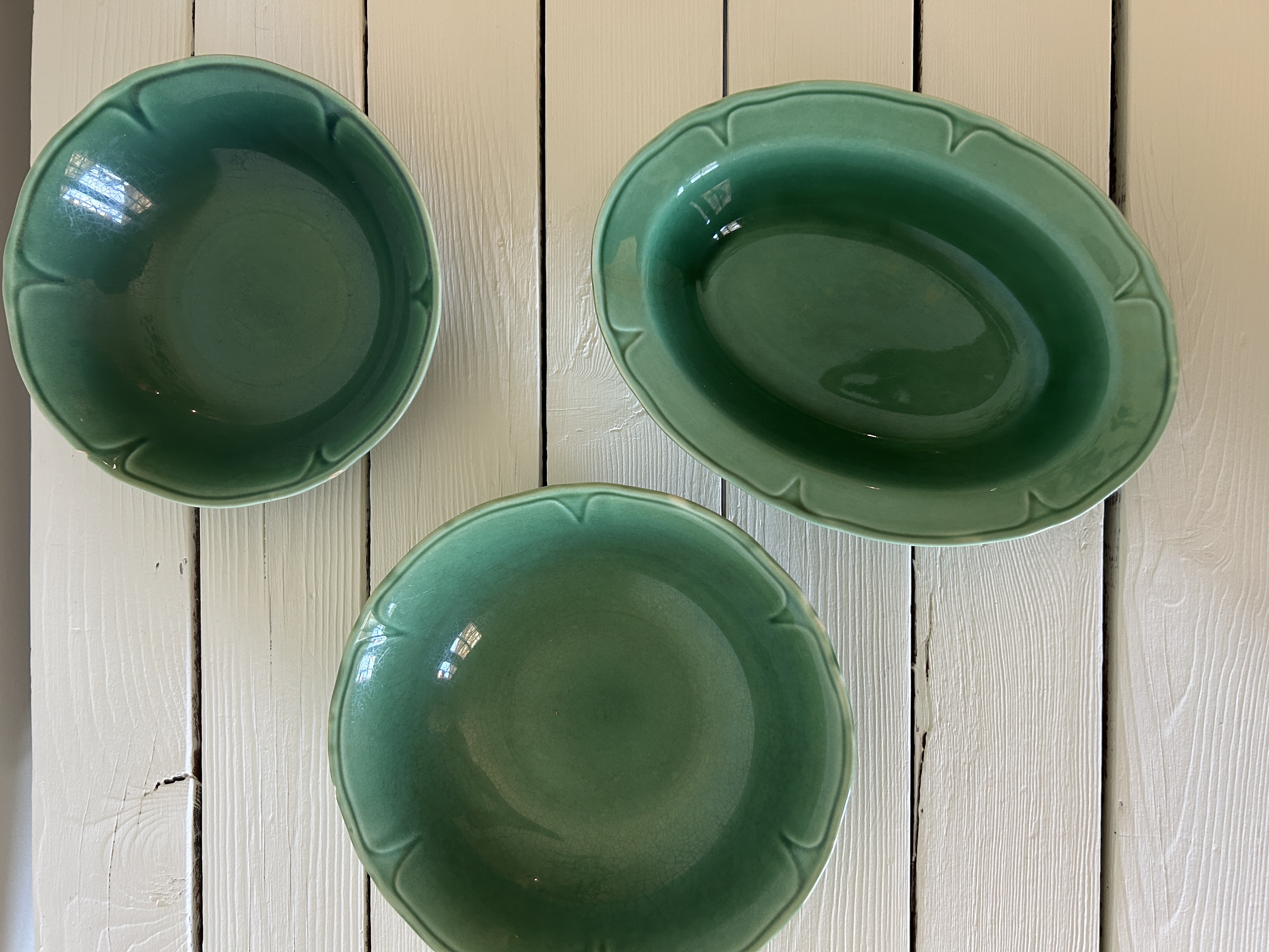 Vintage Green Ceramic Bowl Set