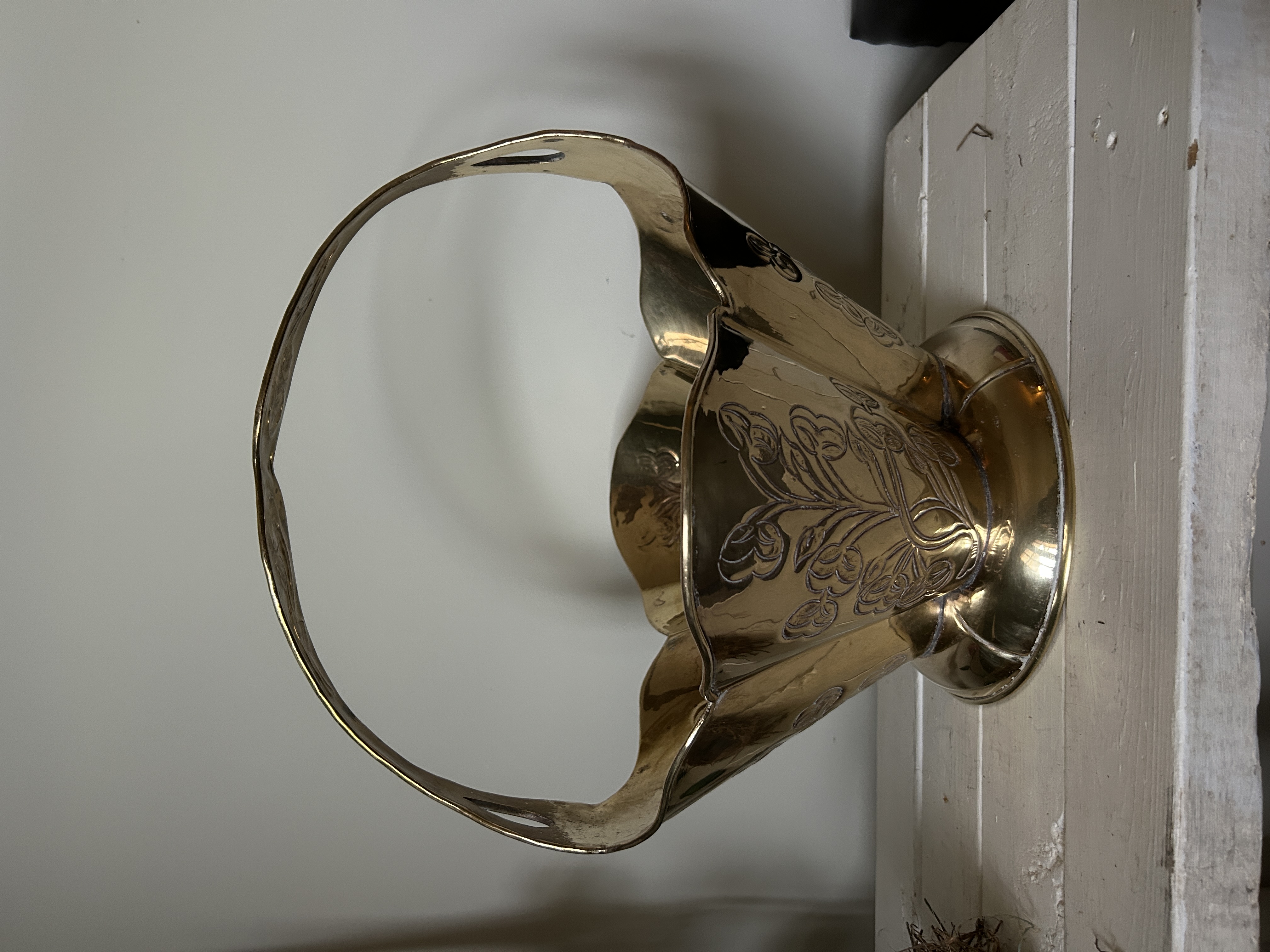 Vintage Brass Planter with Flower Arrangement