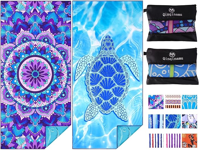 Mandala and Turtle Microfiber Beach Towels