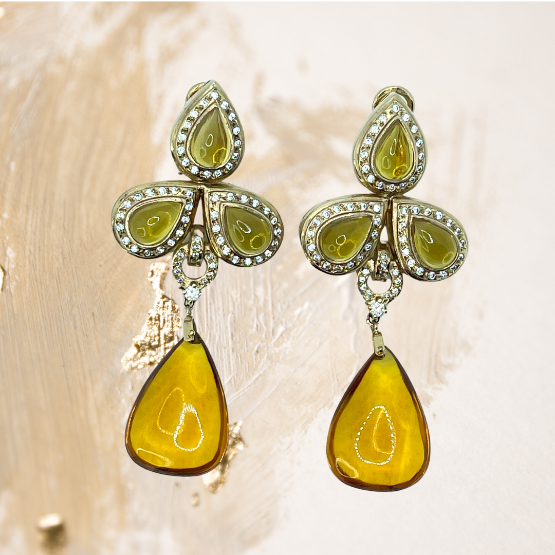  Brinco  citrino e diamante.