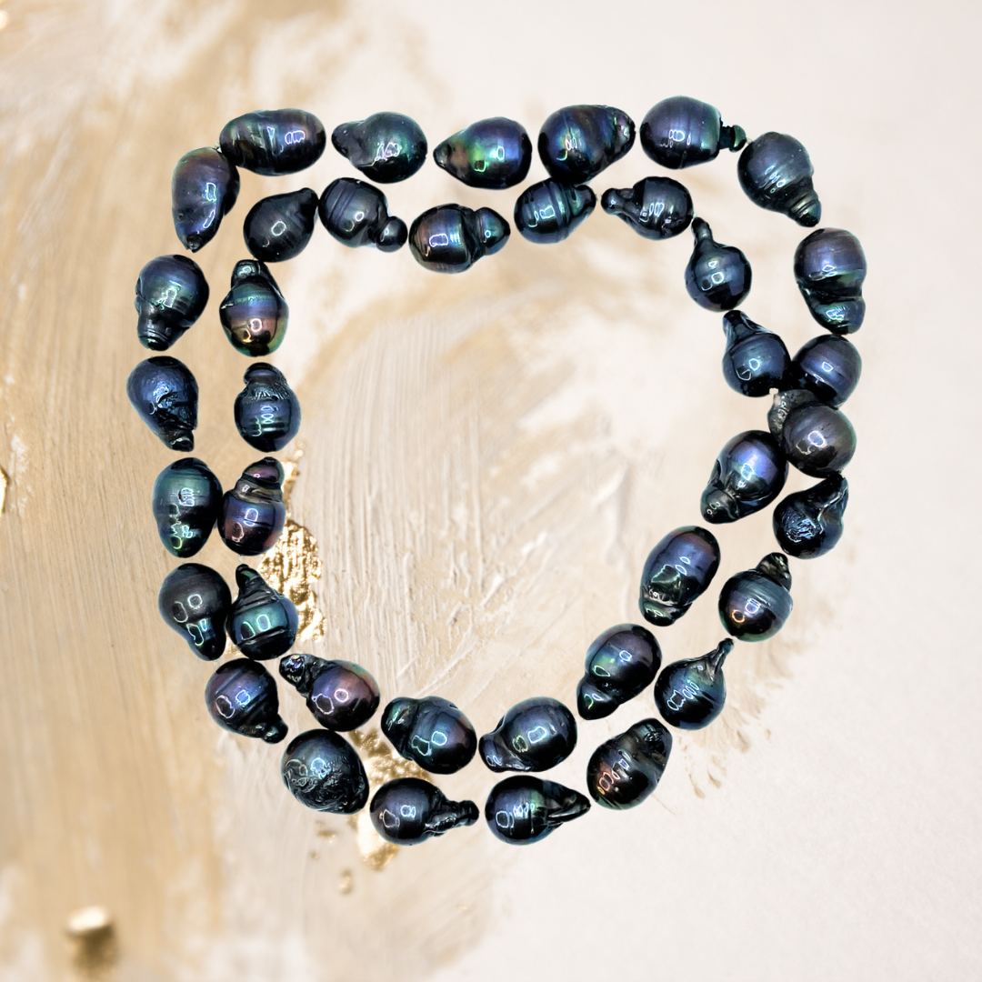  Colar pérolas barrocas grandes negras