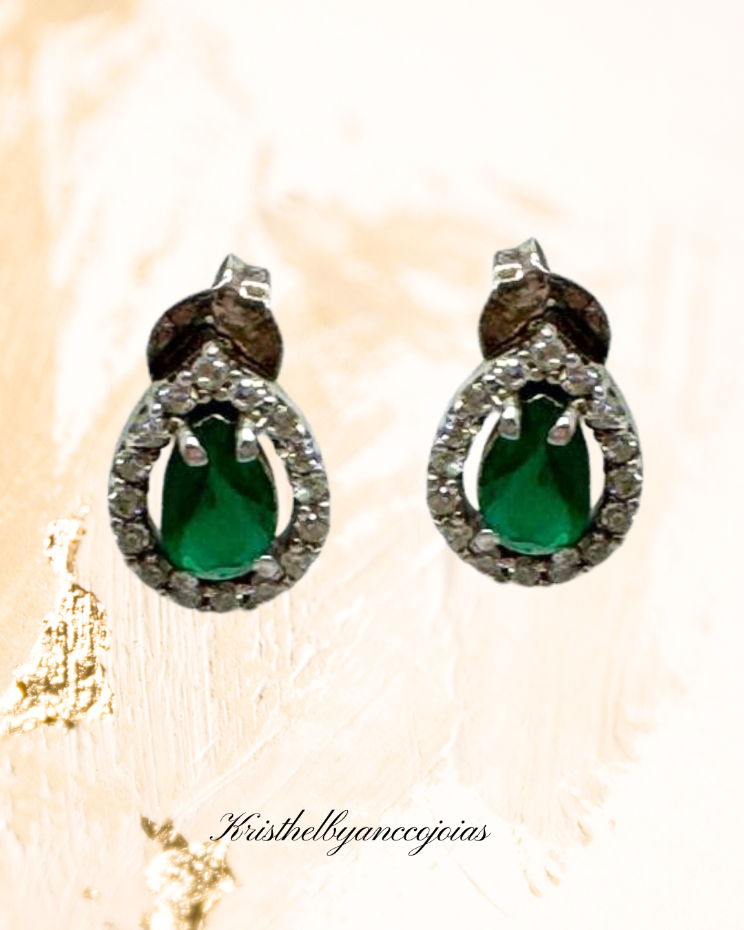 Brincos Topázio Verde & Zircônia  Brilho em Harmonia