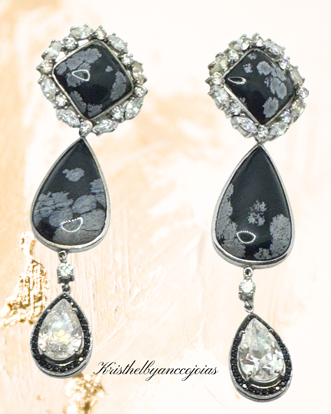 Max — brinco em prata 950 com banho de ródio e ródio negro