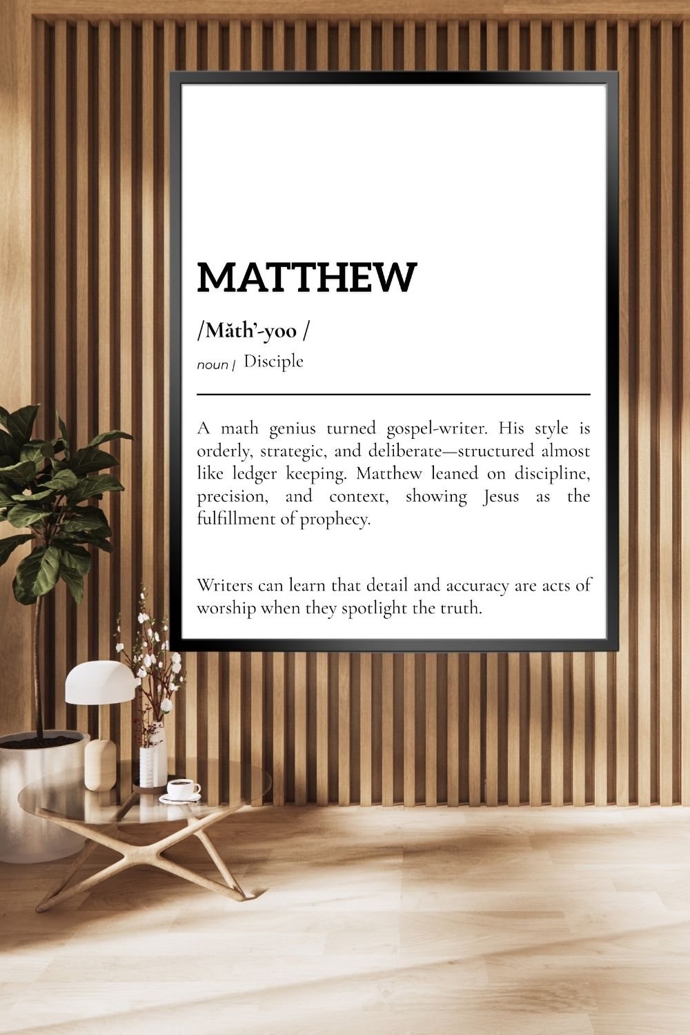 Matthew the Evangelist Wall Art – 11x14 Pinewood Finish Christian Décor | Collectible Bible Character Series