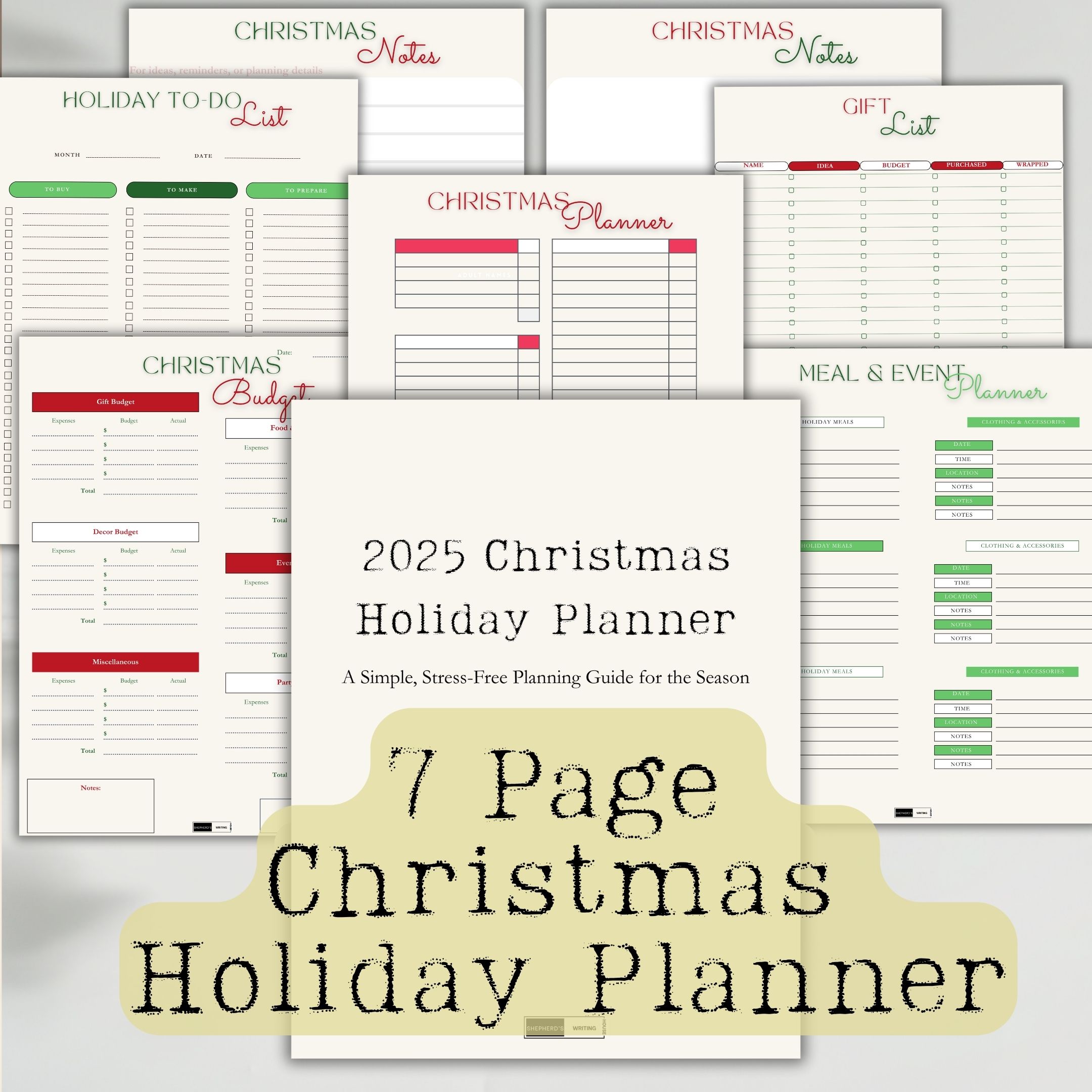 2025 Christmas Holiday Planner (7-Page Printable)