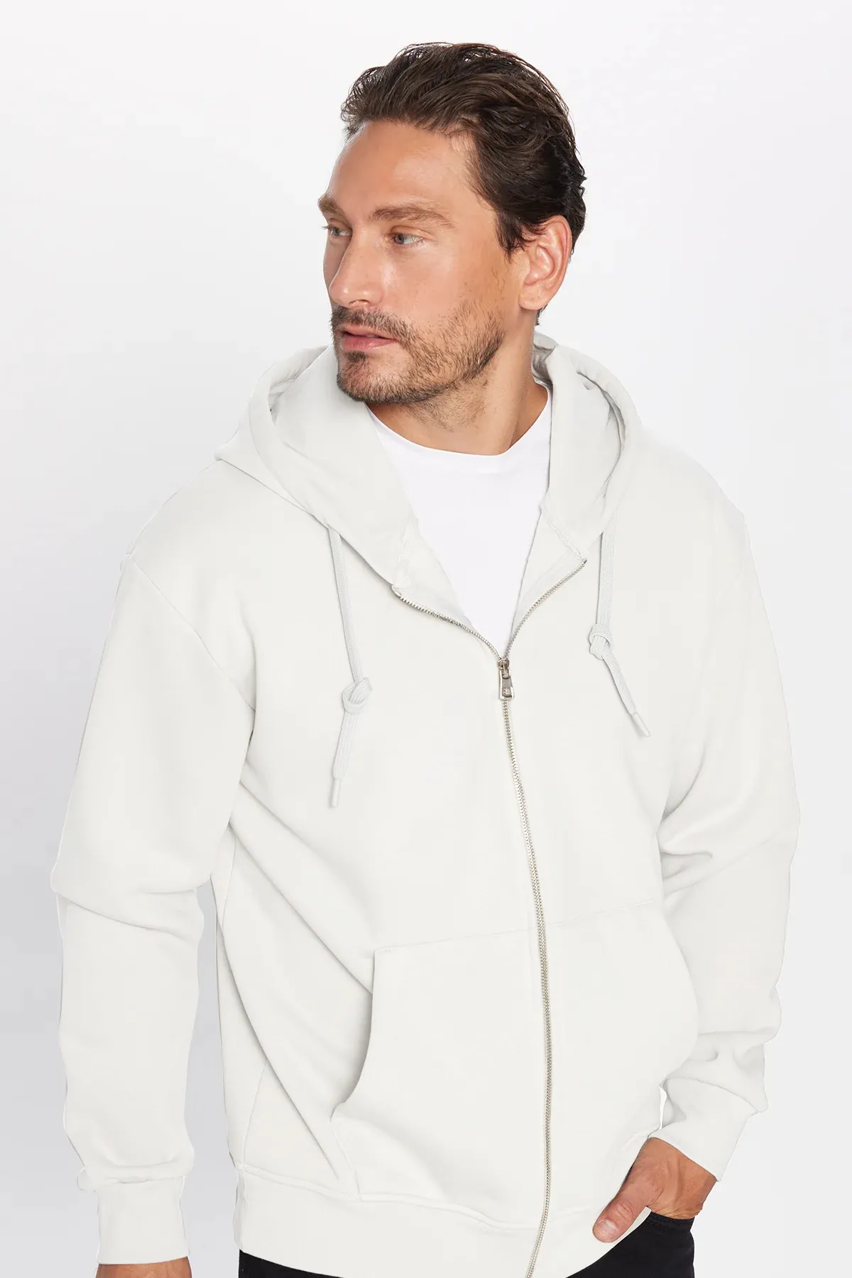 Tudors Unisex Relax Fit Comfortable Cut Cotton Fleece Lined Double Pocket Zippered Black Hooded Sweatshirt