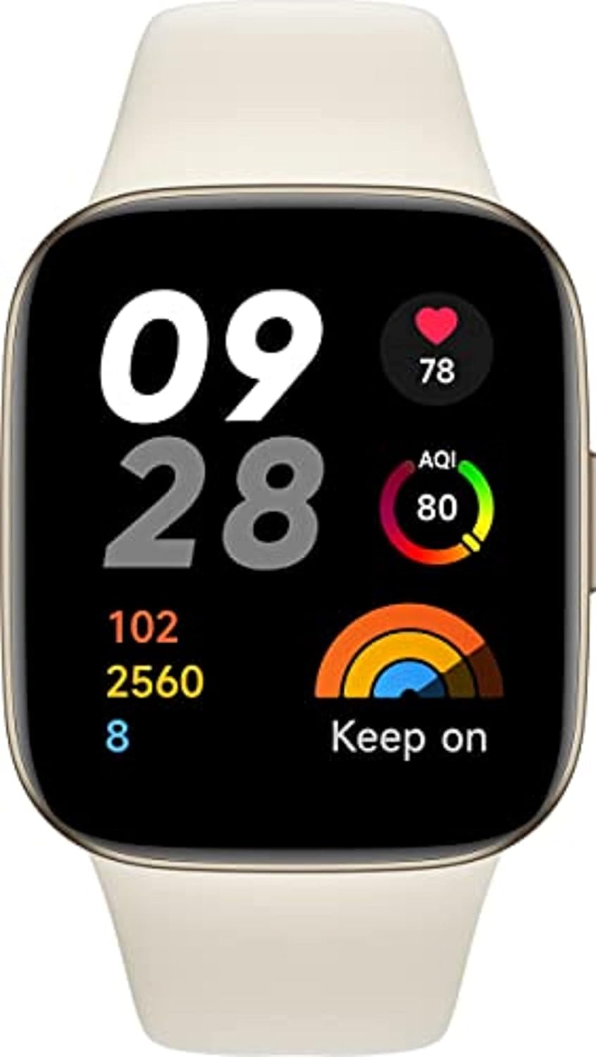 Xiaomi Redmi Watch 3, Smartwatch, 1.75-inch AMOLED Display, Heart Rate Sleep Oxygen Level Tracking, 100+ Exercise Modes, Ivory