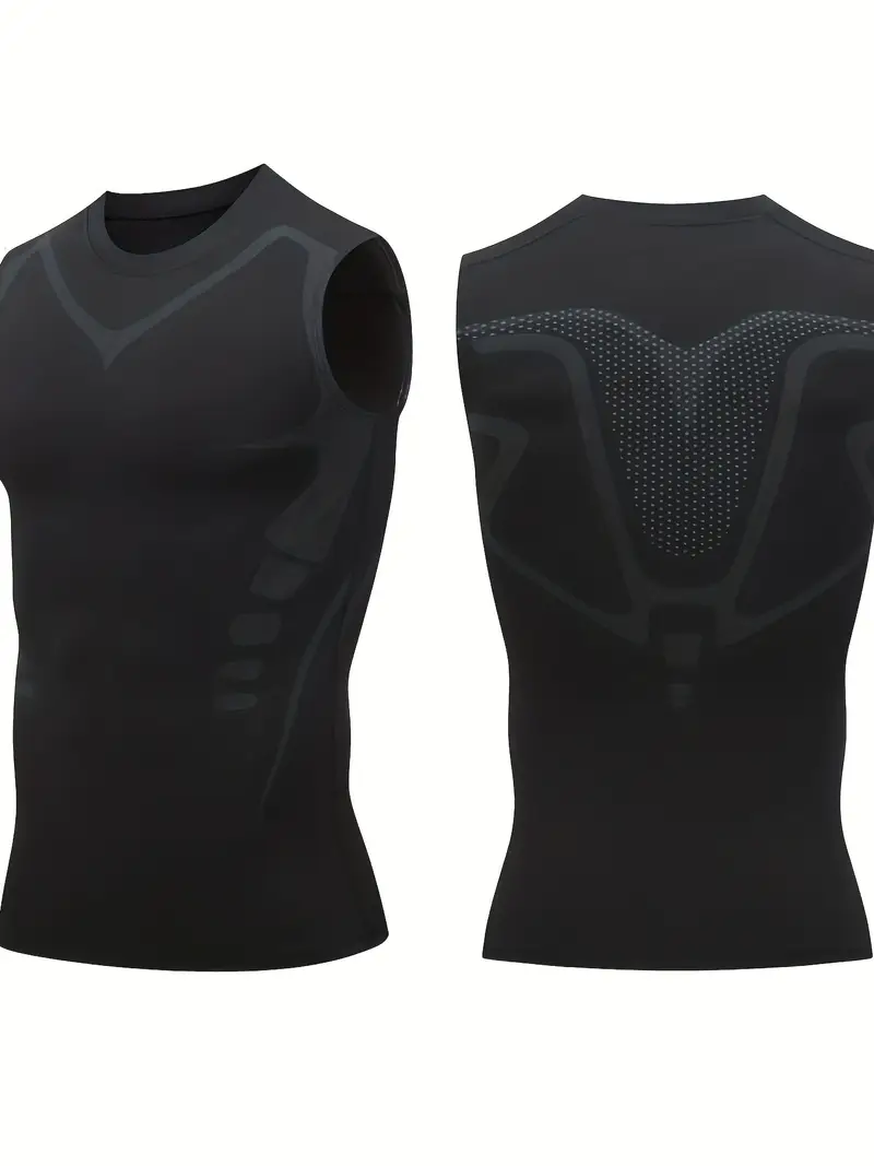 Men's Geometric Pattern Compression Tank Top, High Elasticity and Slim Fit Sports Vest, Moisture Wicking and Quick Drying Active Top, For Training, Basketball and Fitness Wear